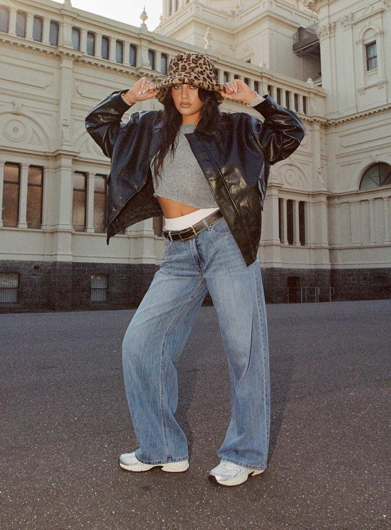 Moonshine Wide Leg Jeans Mid Wash Product Image