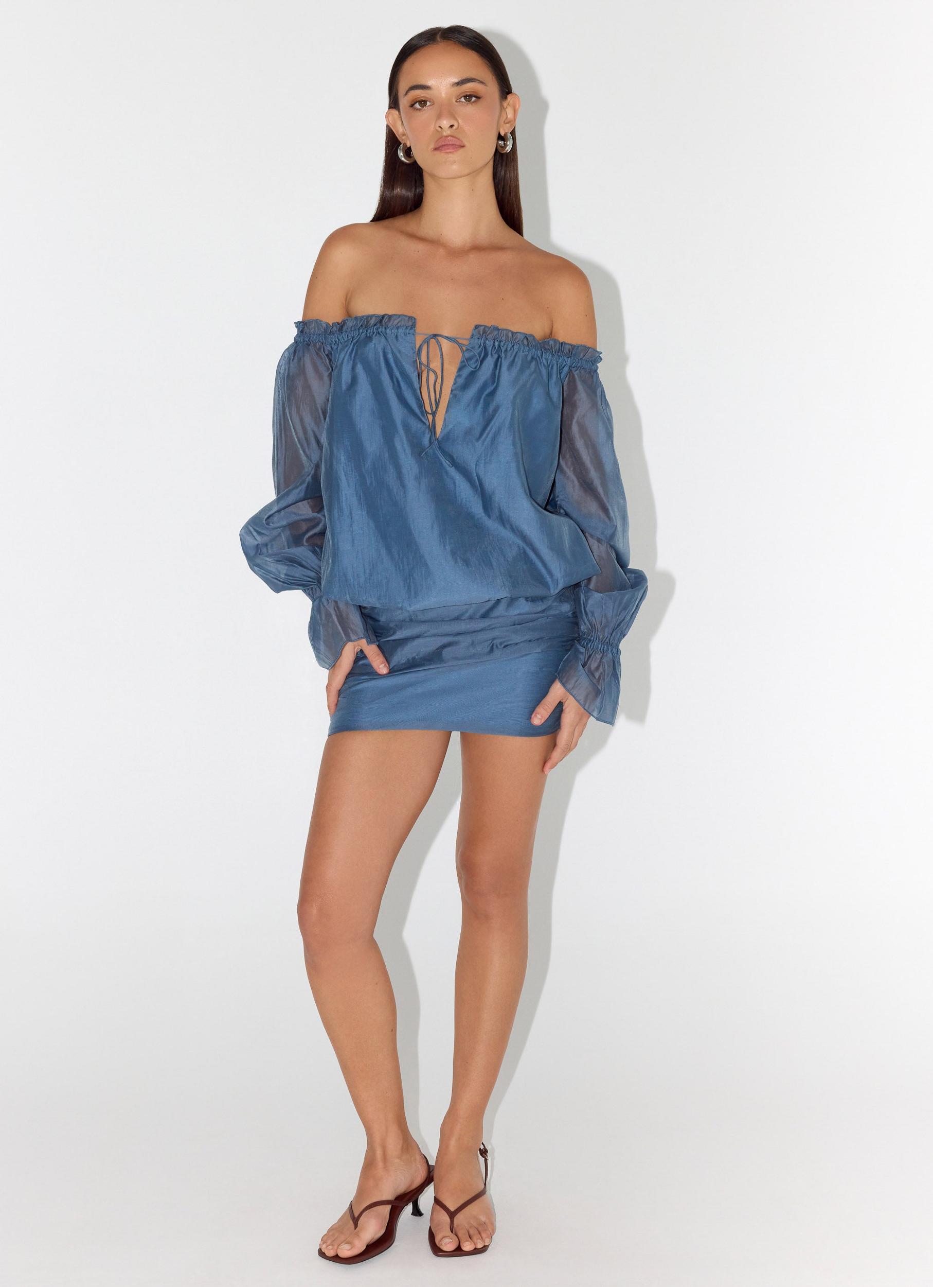 Tedara Mini Dress - Washed Navy Product Image