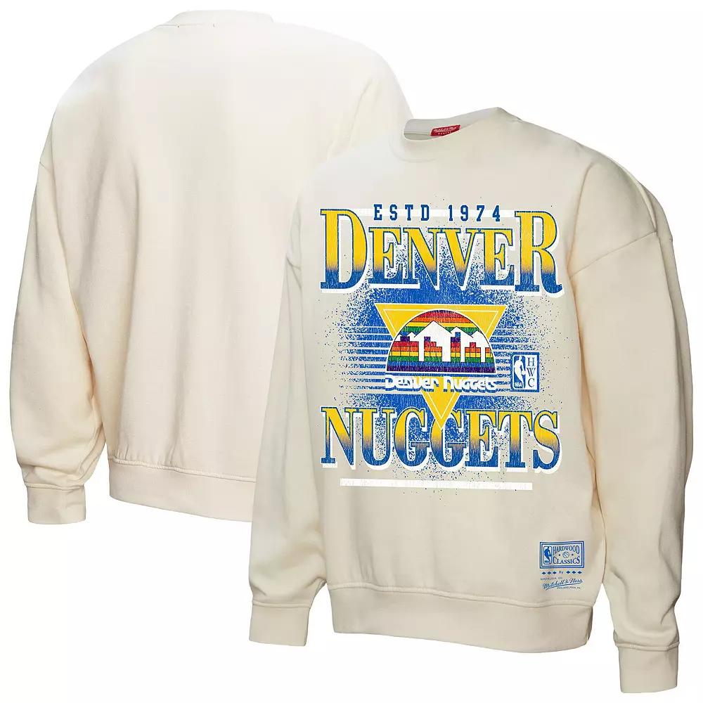 Women's Mitchell & Ness Cream Denver Nuggets Oversprayed Pullover Sweatshirt,  Product Image