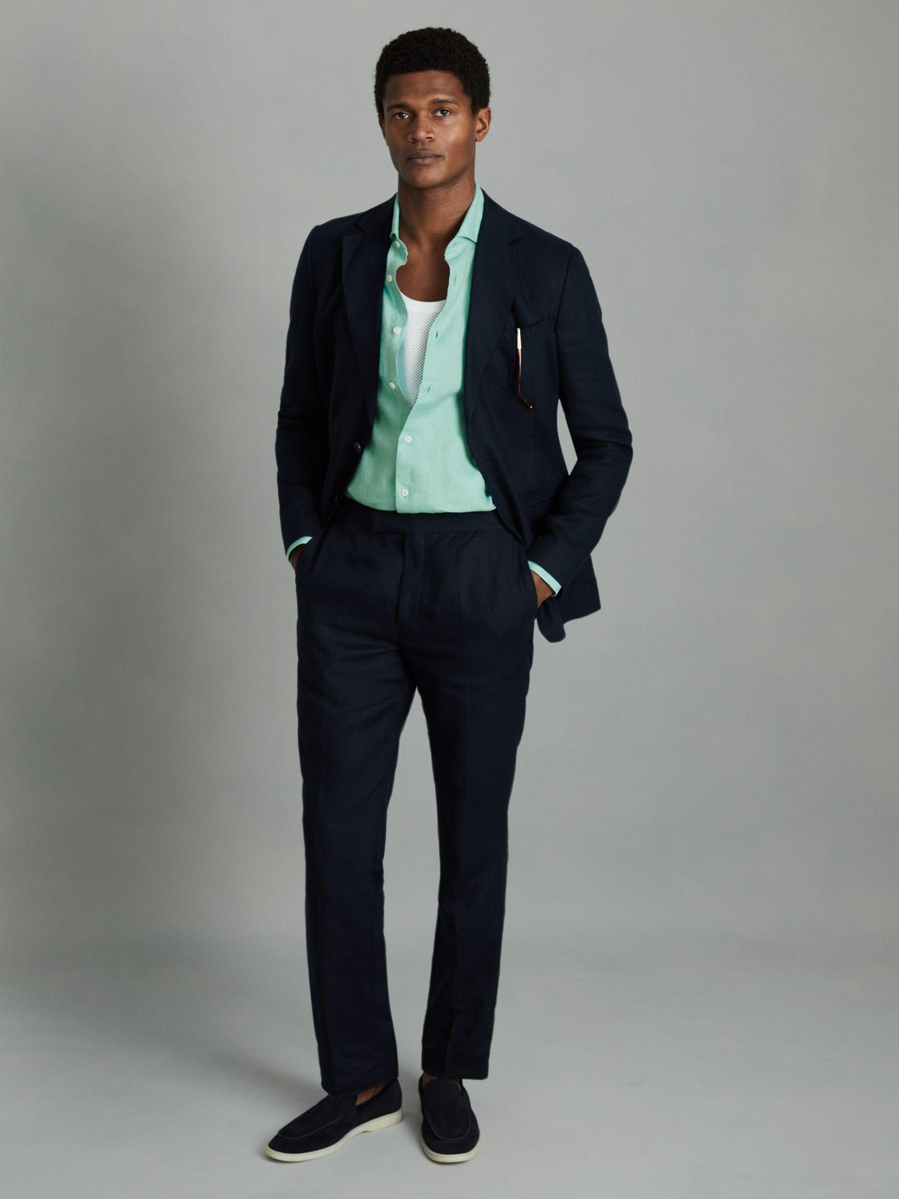 Linen Button-Through Shirt in Bermuda Green Product Image