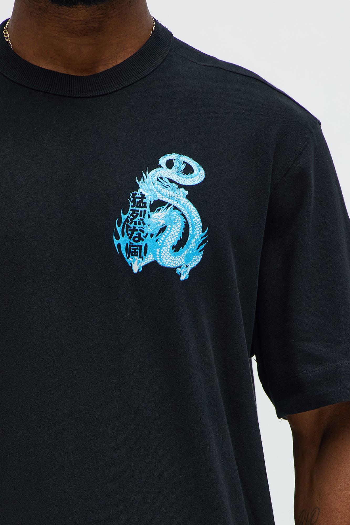 Dragon Style Oversized Short Sleeve Tee - Black Wash Male Product Image