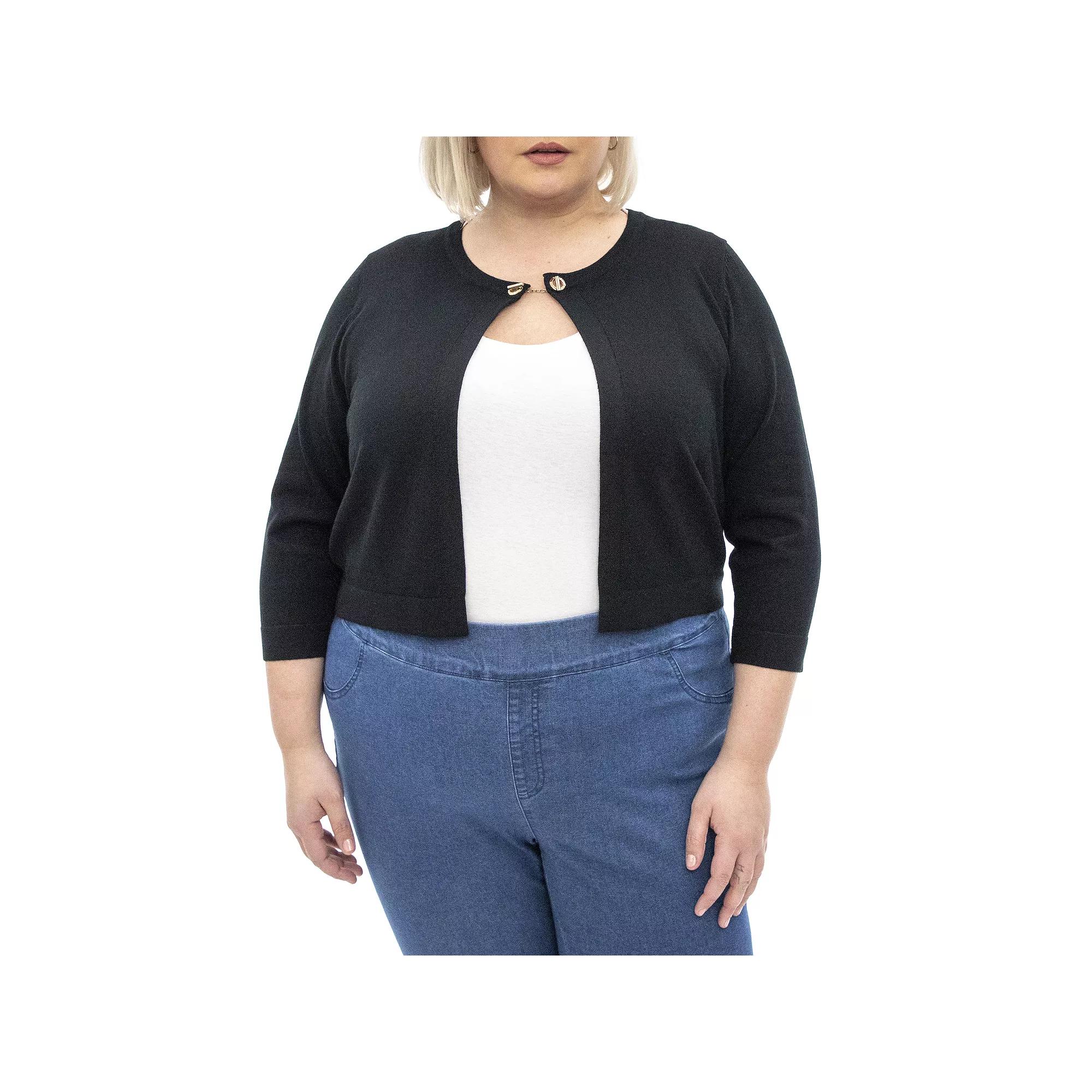 Plus Size Nina Leonard Crop Bolero, Women's, Size: 3XL, Black Product Image