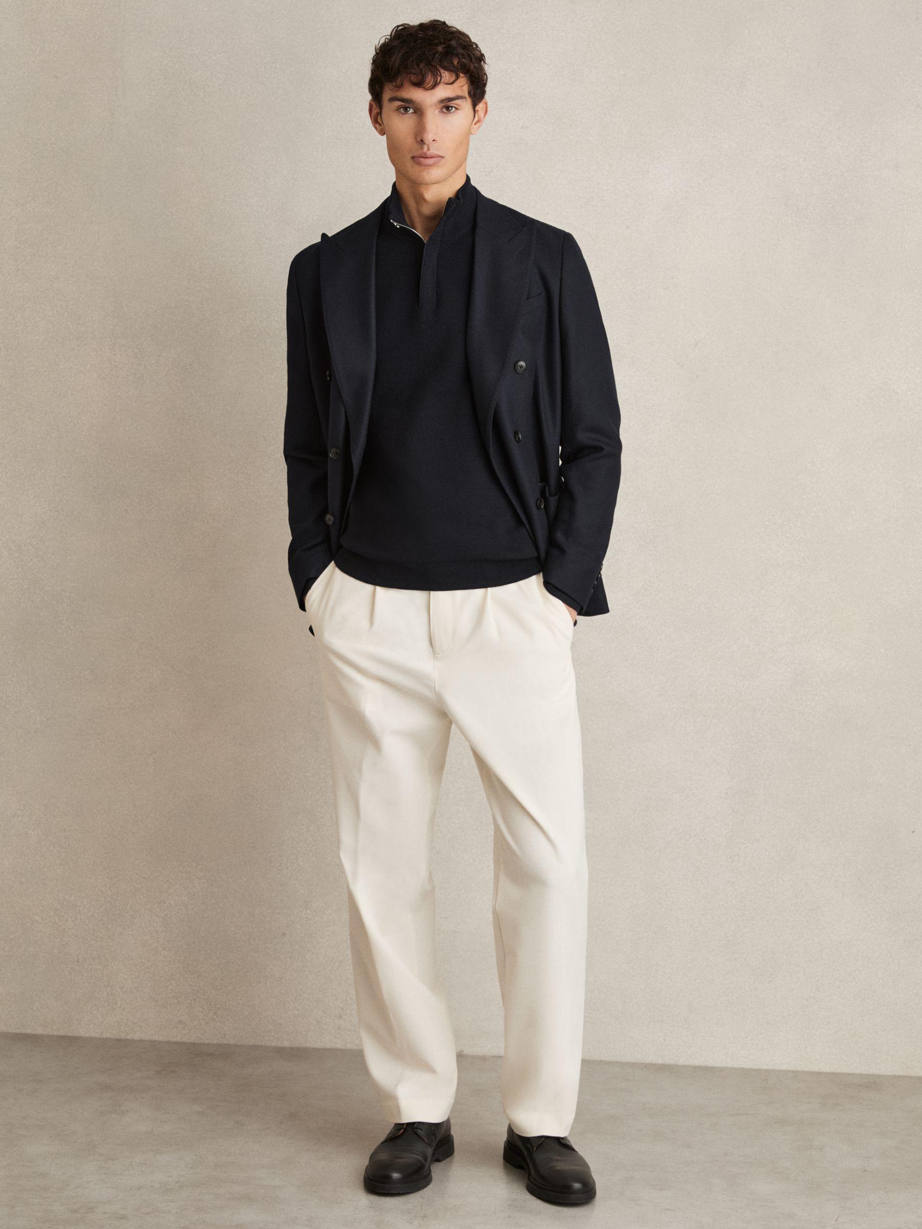 Merino Wool Half-Zip Jumper in Navy Product Image