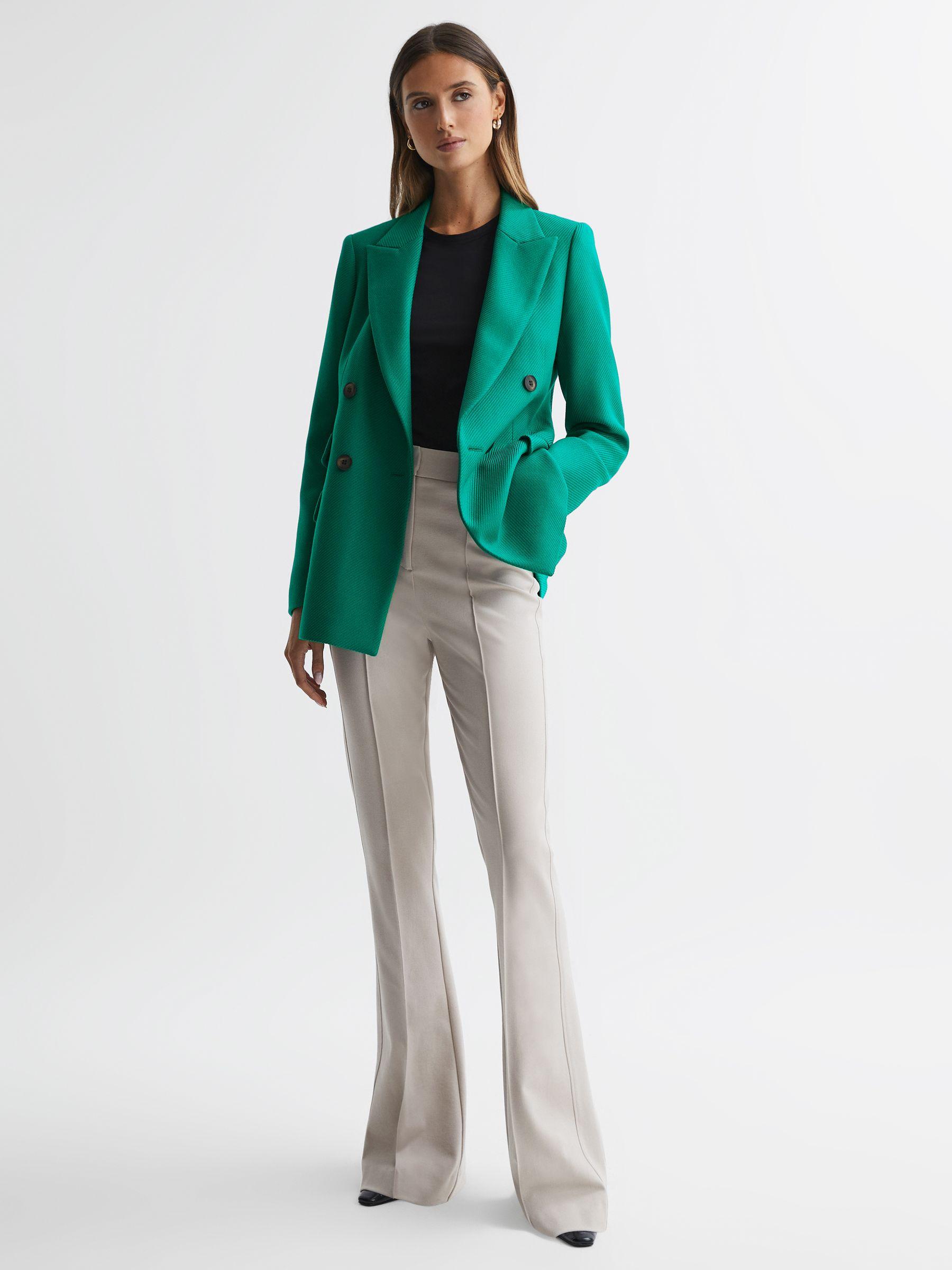 Single Breasted Twill Blazer in Green Product Image