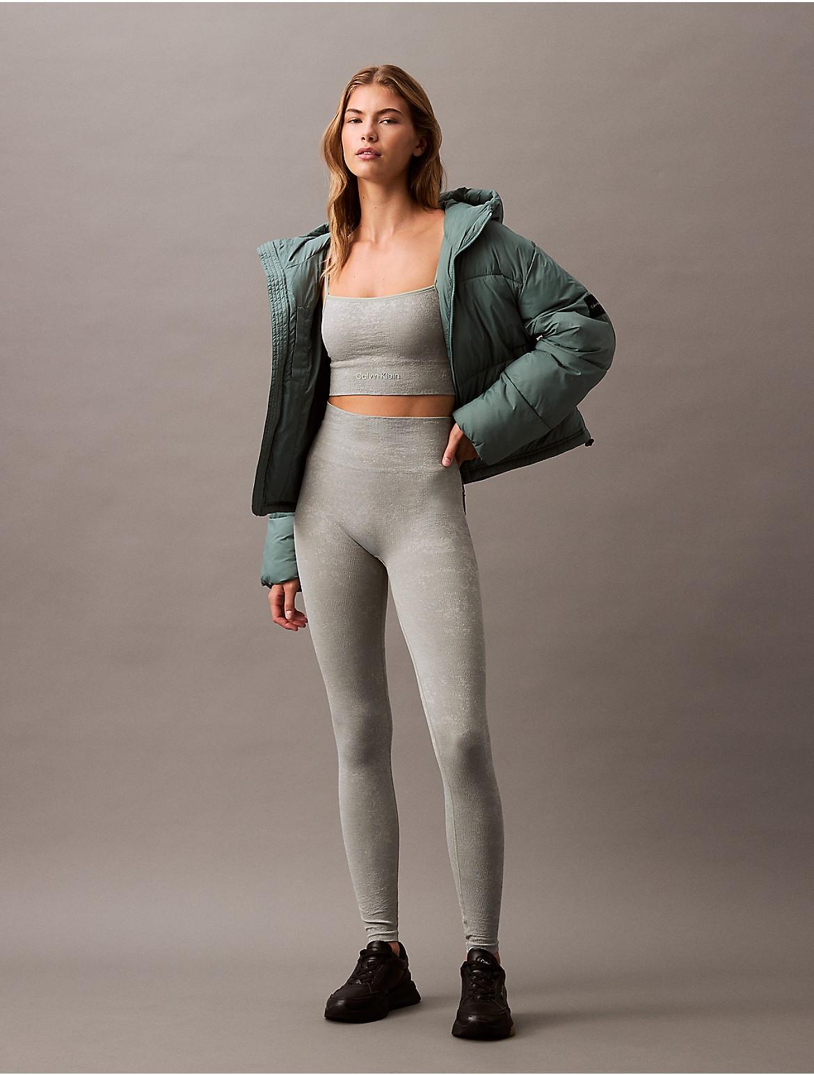 Calvin Klein Womens CK Sport Seamless Print Leggings - White Product Image