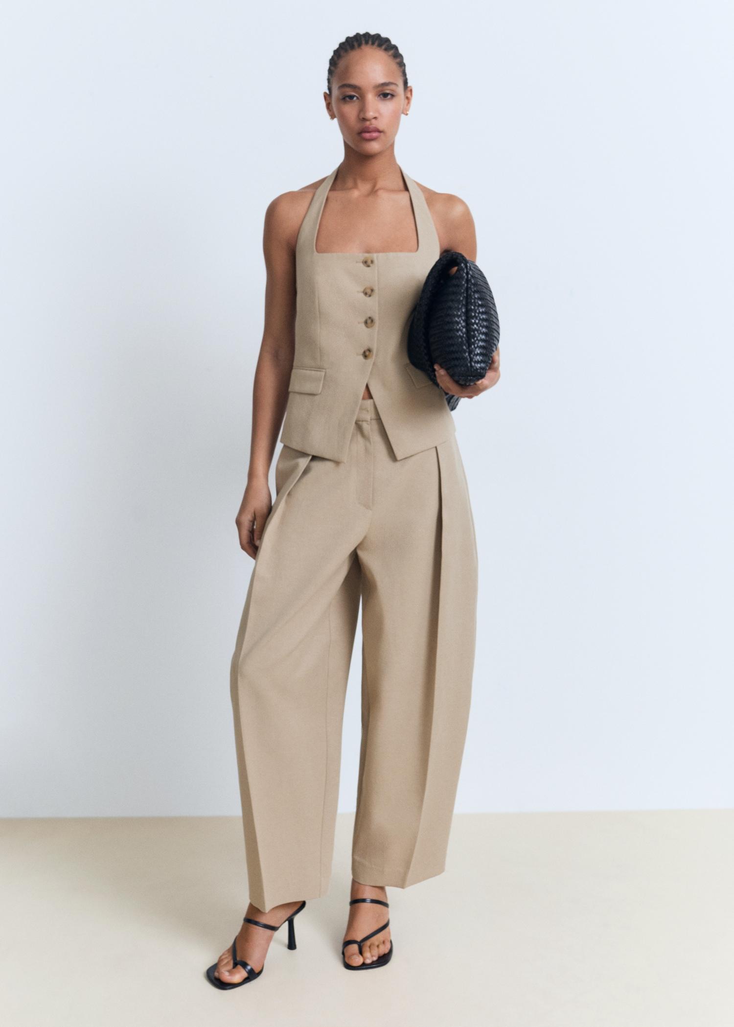 Linen-blend suit vest - Women | MANGO USA Product Image