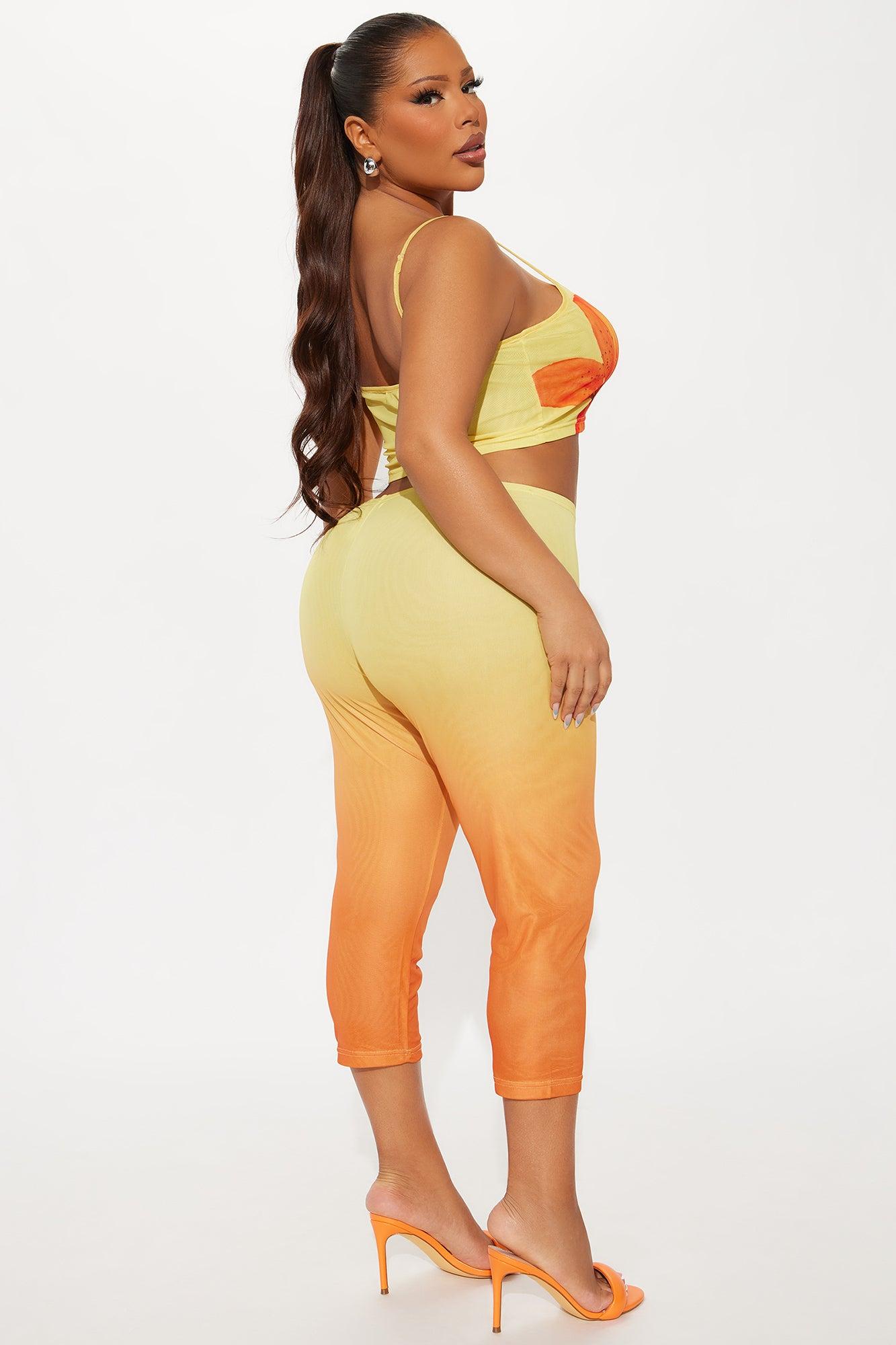 Tequila Sunrise Mesh Capri Set - Yellow/combo Female Product Image