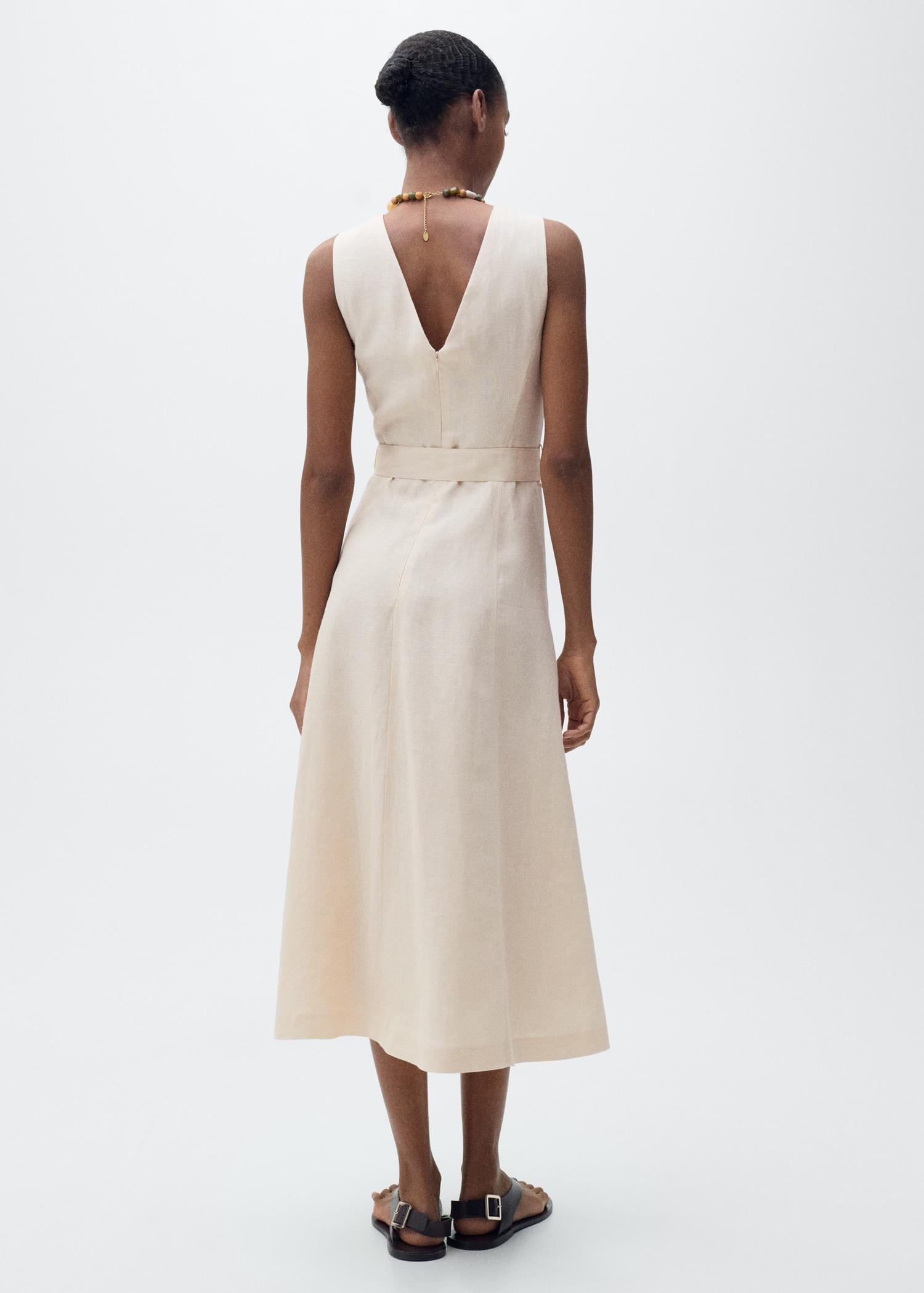 Belt linen dress - Women | MANGO USA Product Image