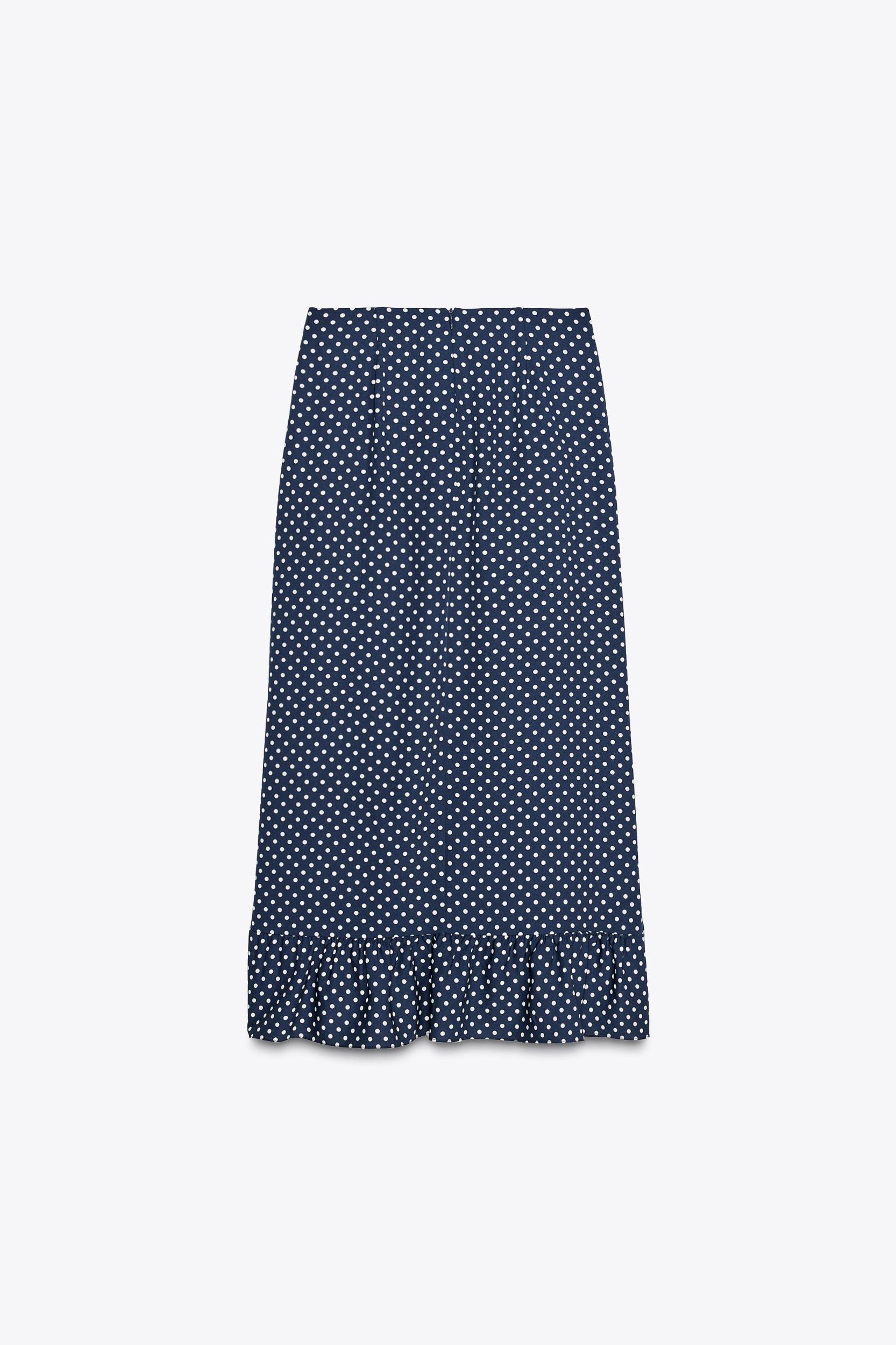 POLKA DOT RUFFLED MIDI SKIRT Product Image
