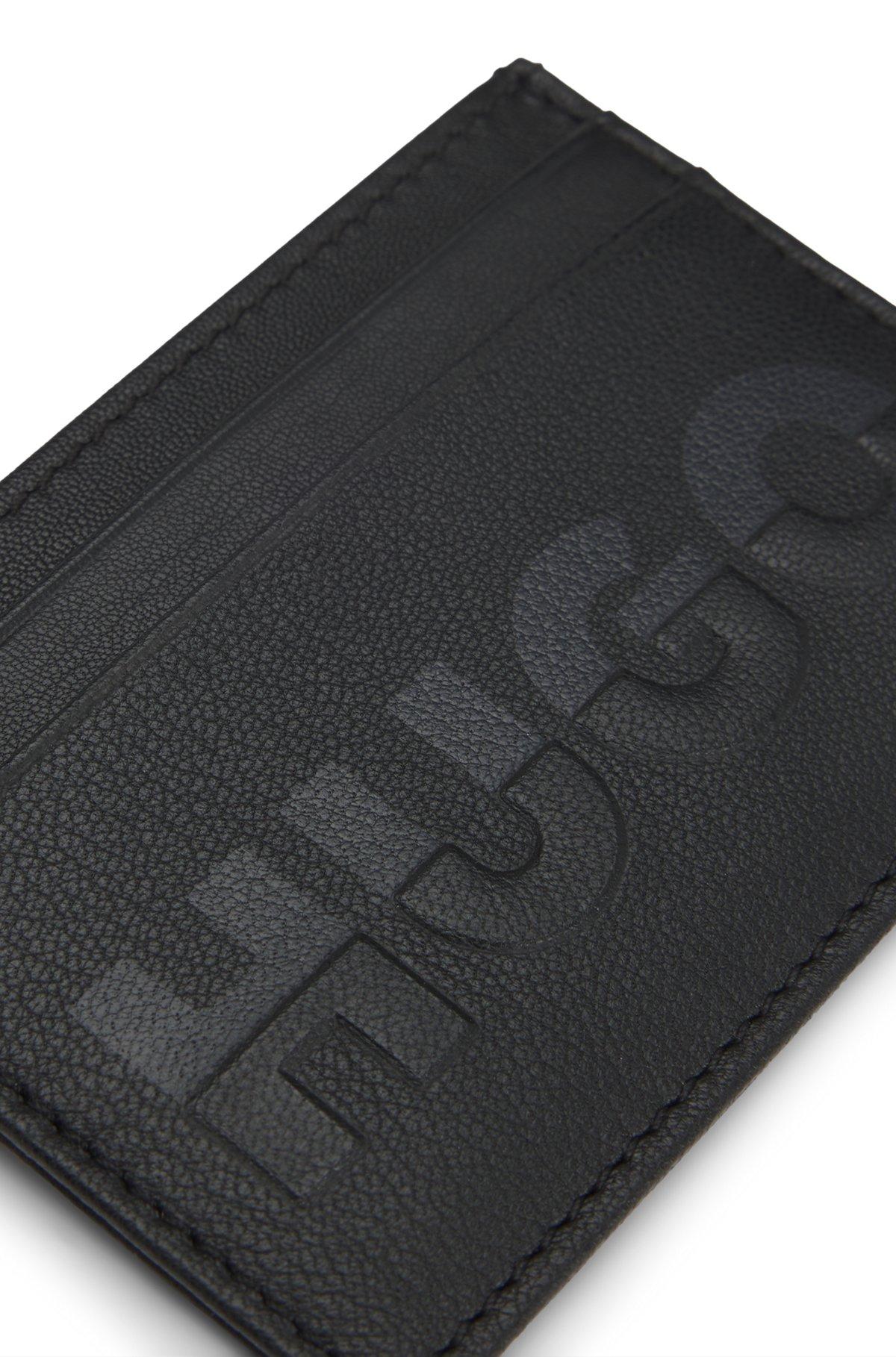 HUGO - Matte-leather card holder with split logo - Black Product Image