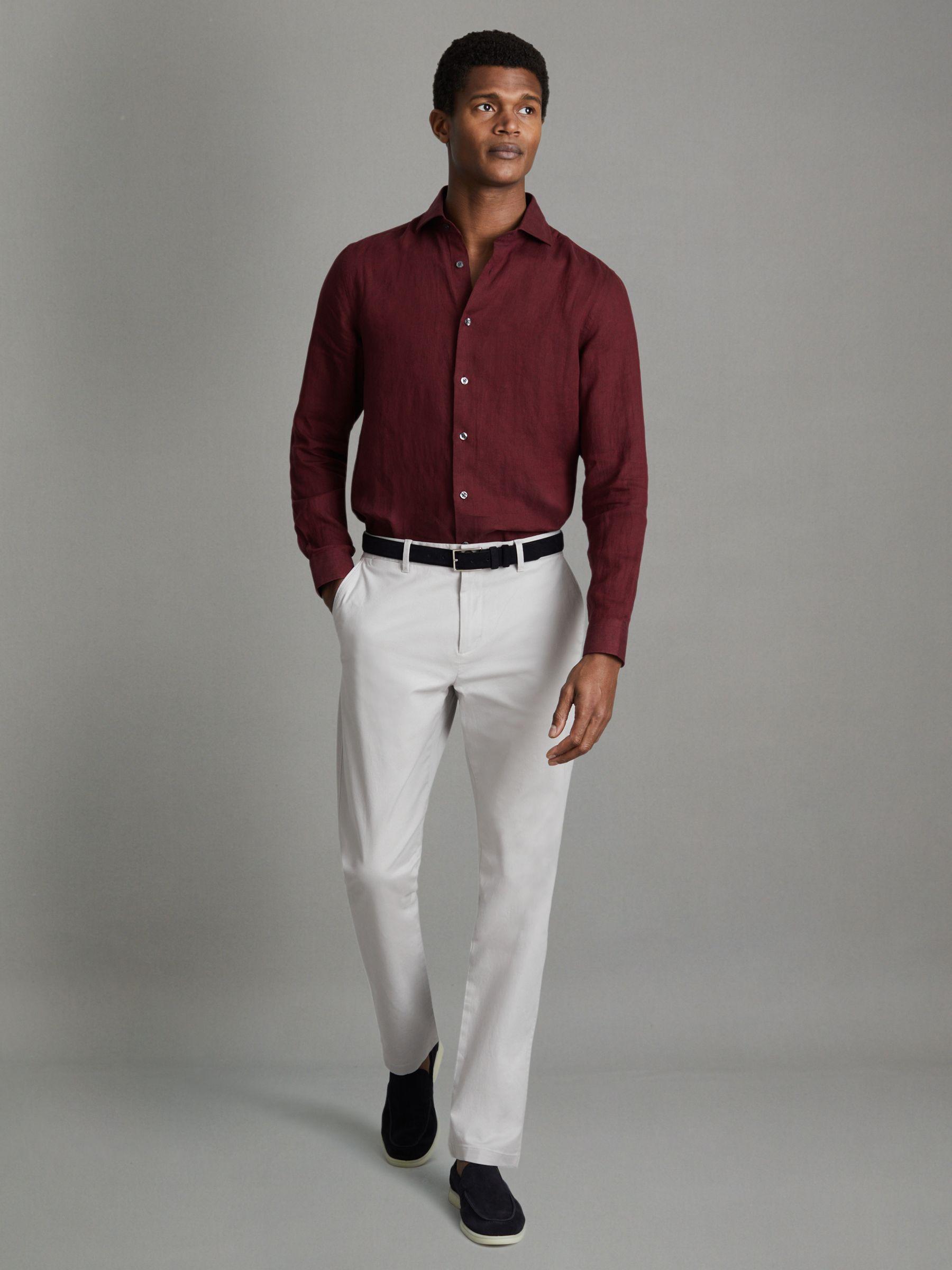 Slim Fit Washed Cotton Blend Chinos in Ice Grey Product Image