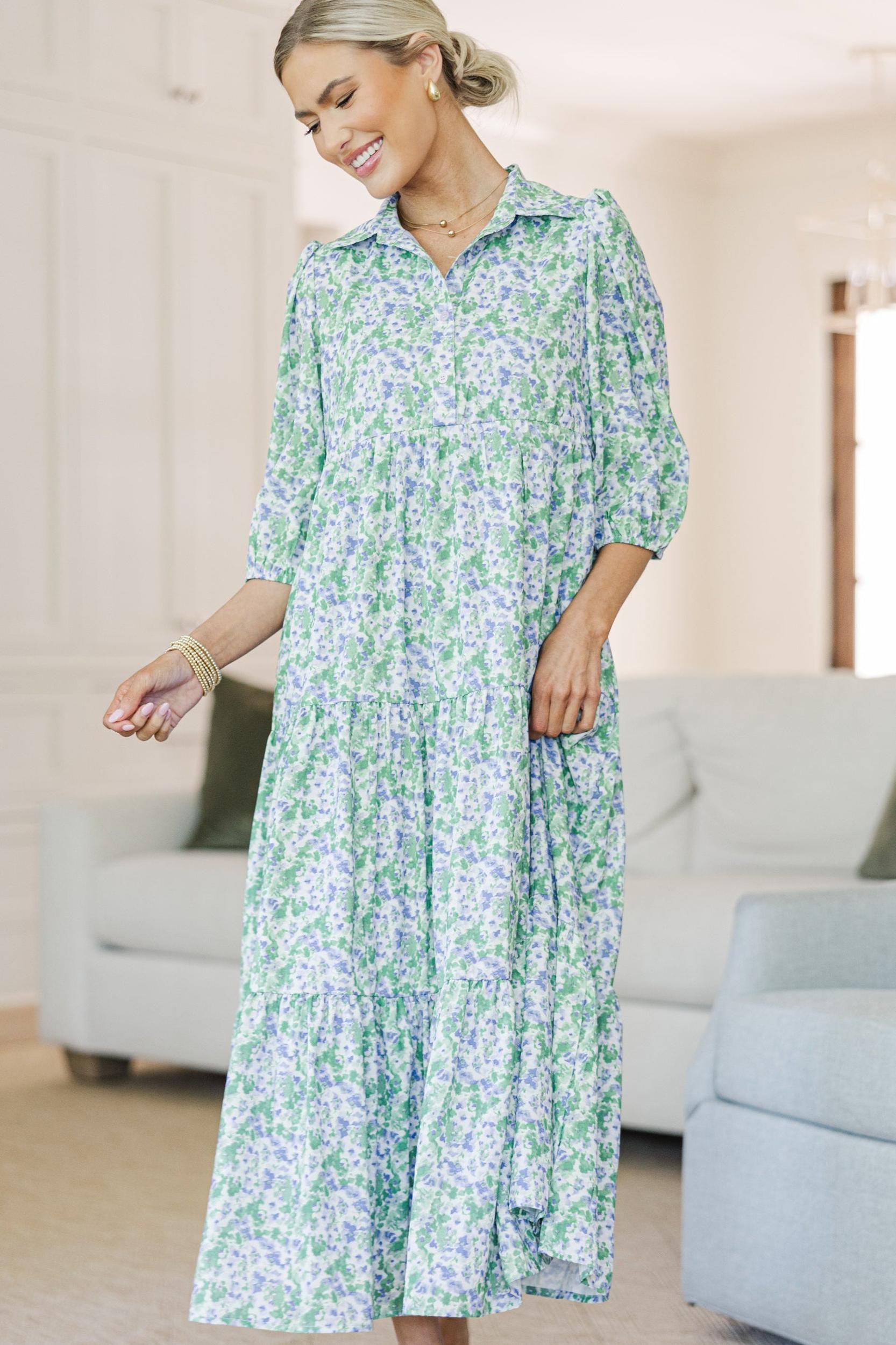 NURSING COLLECTION: Love Found Lavender Ditsy Floral Tiered Midi Dress Female Product Image