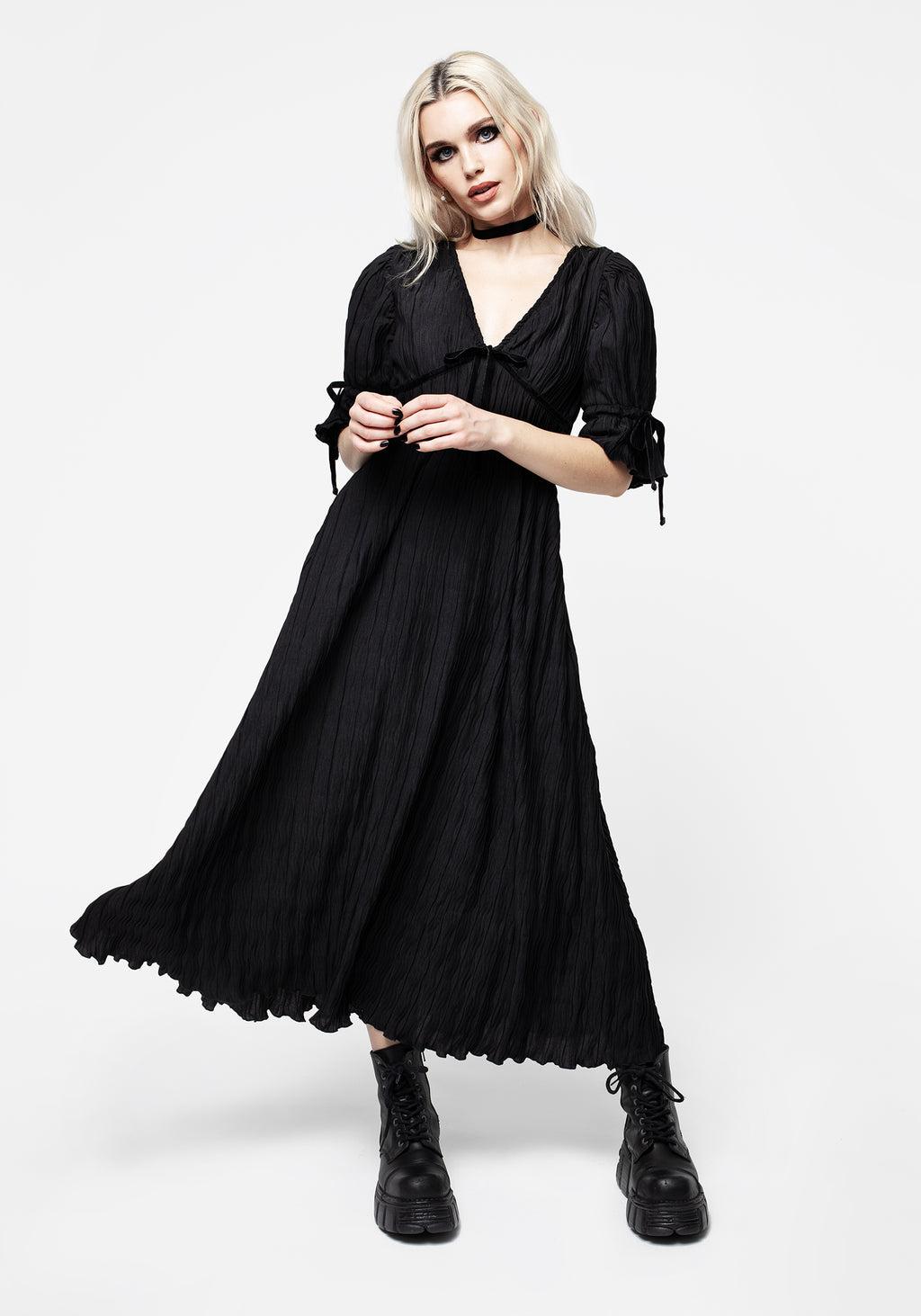 Belial Crinkle Velour Ribbon Midaxi Dress Product Image
