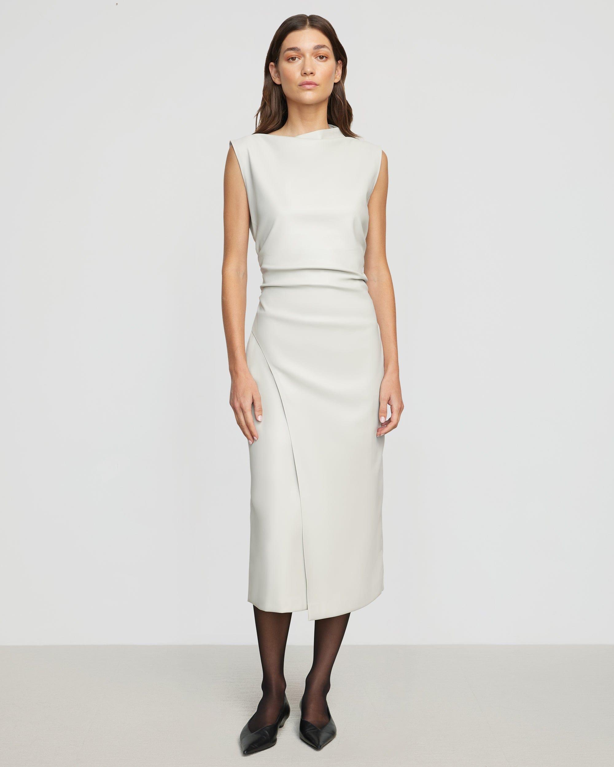 Channing Vegan Leather Wrap-Neck Dress Product Image