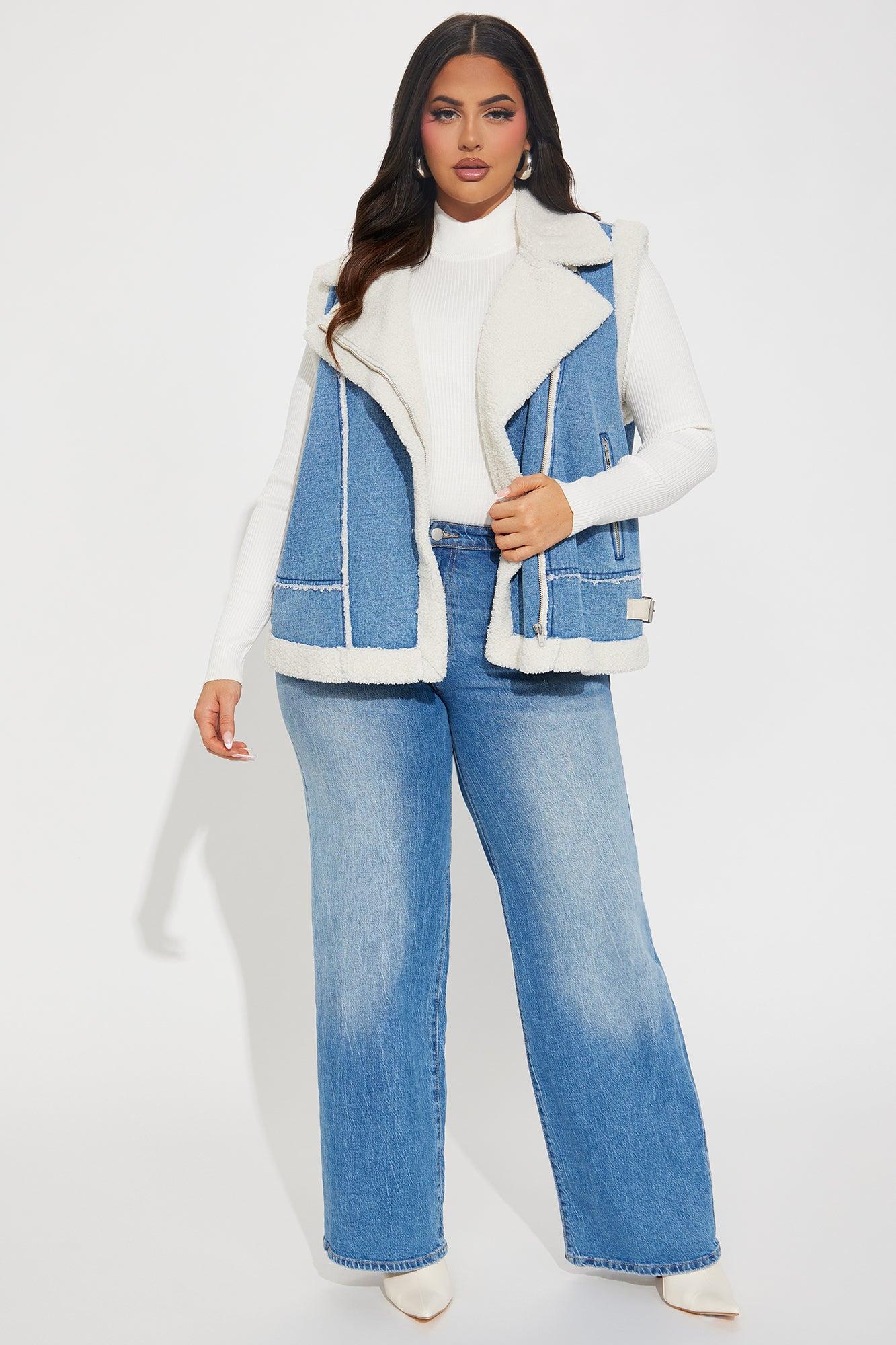 Wilderness Denim Shearling Vest - Light Wash Product Image