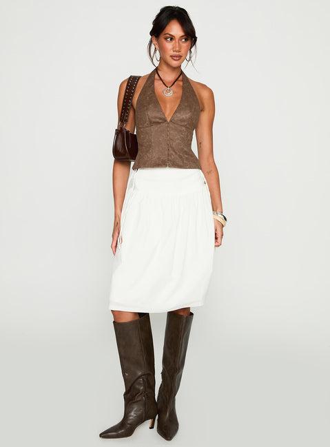 Snowflakes Tie Side Midi Skirt White Product Image