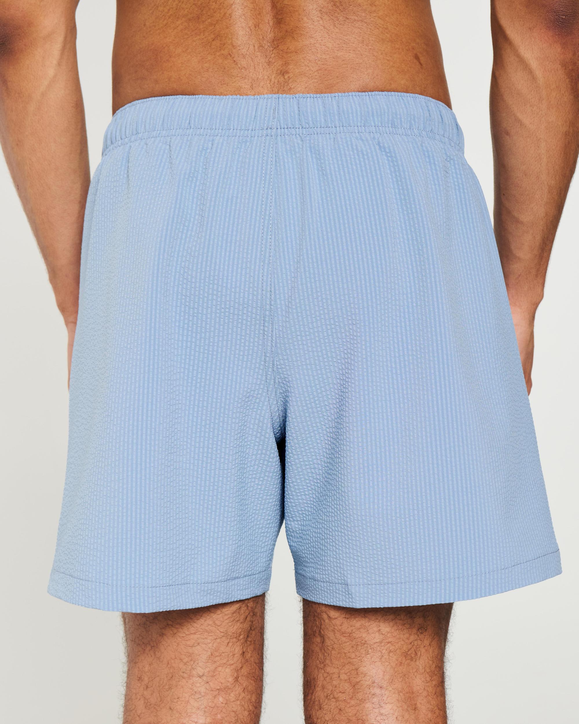 Mid-Thigh Seersucker Volley Swim Trunks Product Image
