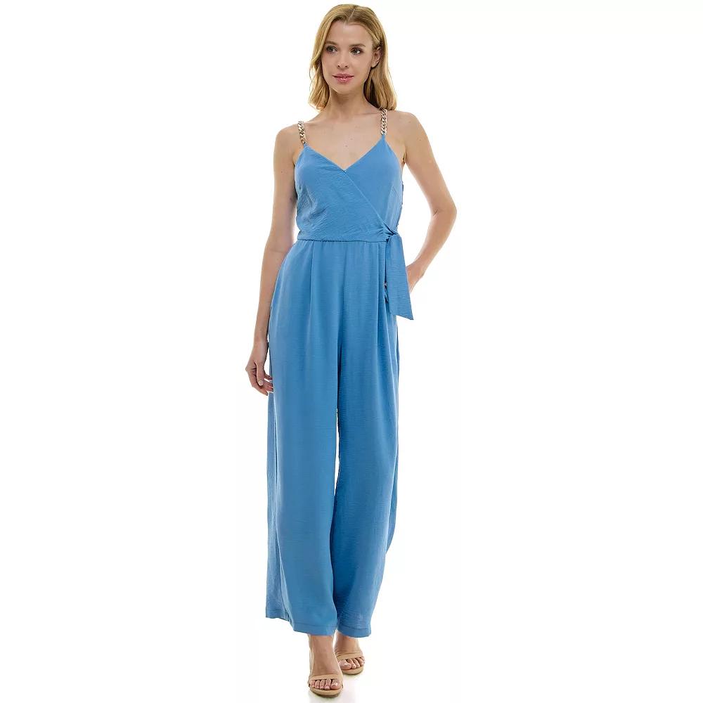 Women's Luxology Faux-Wrap Trim Detail Jumpsuit,  Product Image