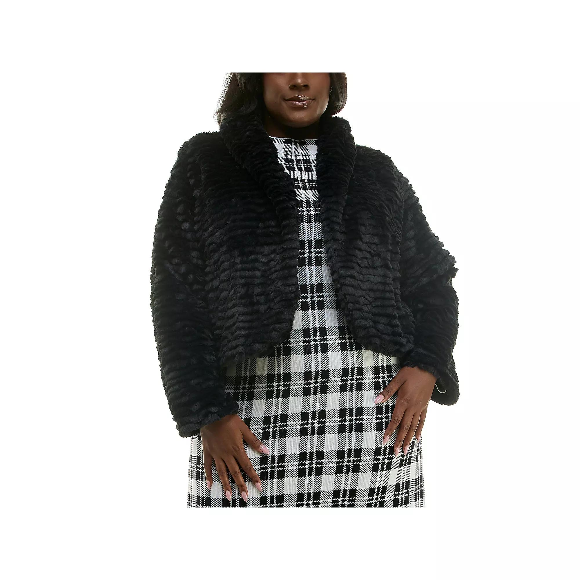 Plus Size Nina Leonard Faux Fur Bolero Jacket, Women's, Size: 1XL, Black Product Image