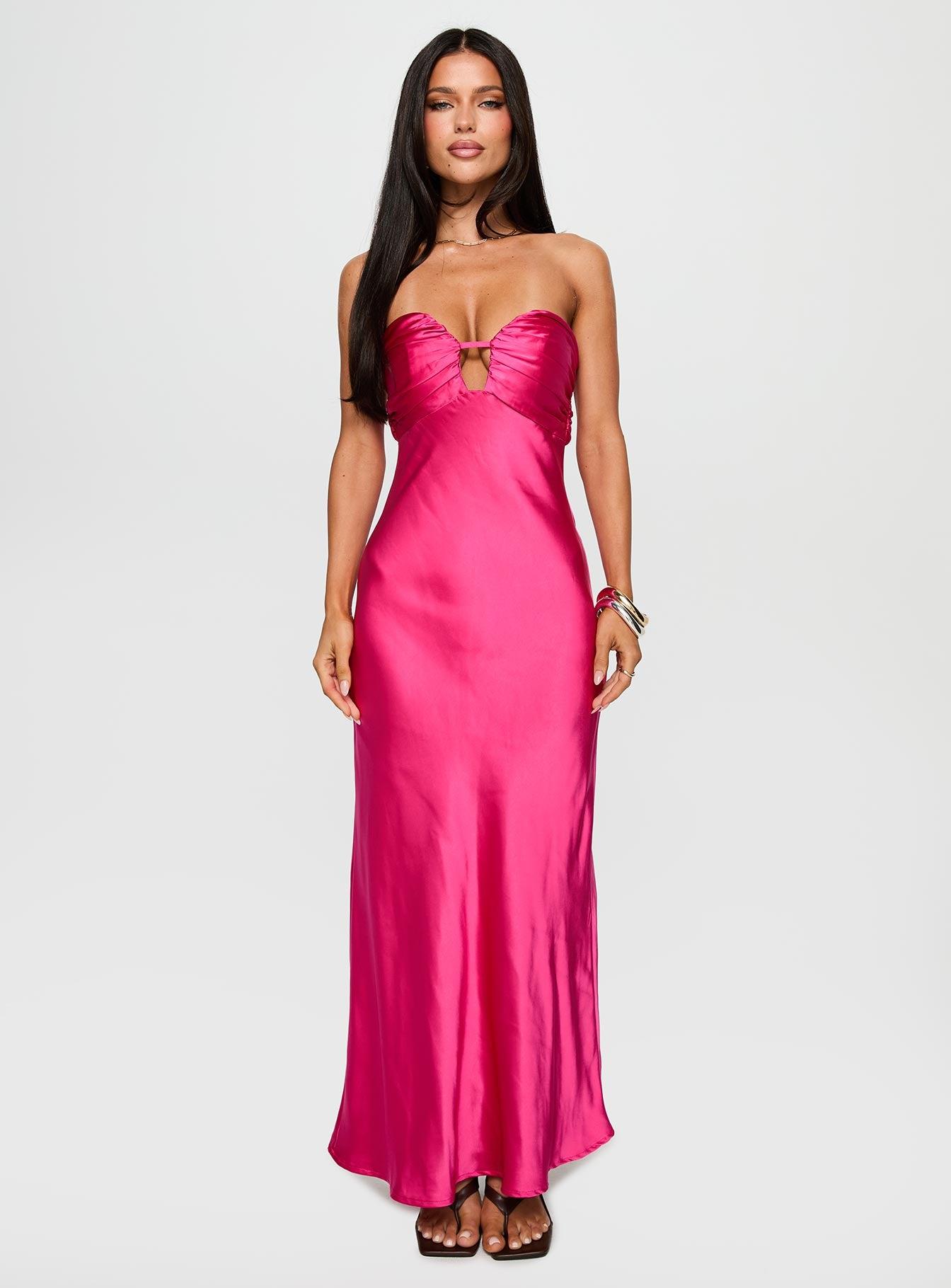 Cyprian Strapless Maxi Dress Hot Pink Product Image