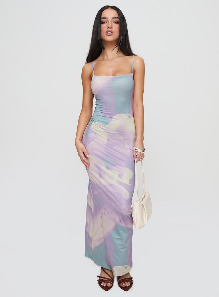 Norila Maxi Dress Slinky Orchid Petals Lilac Product Image