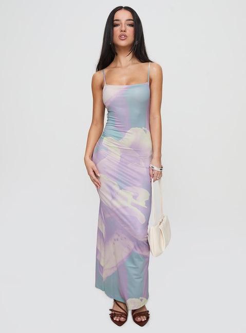 Norila Maxi Dress Slinky Orchid Petals Lilac Product Image