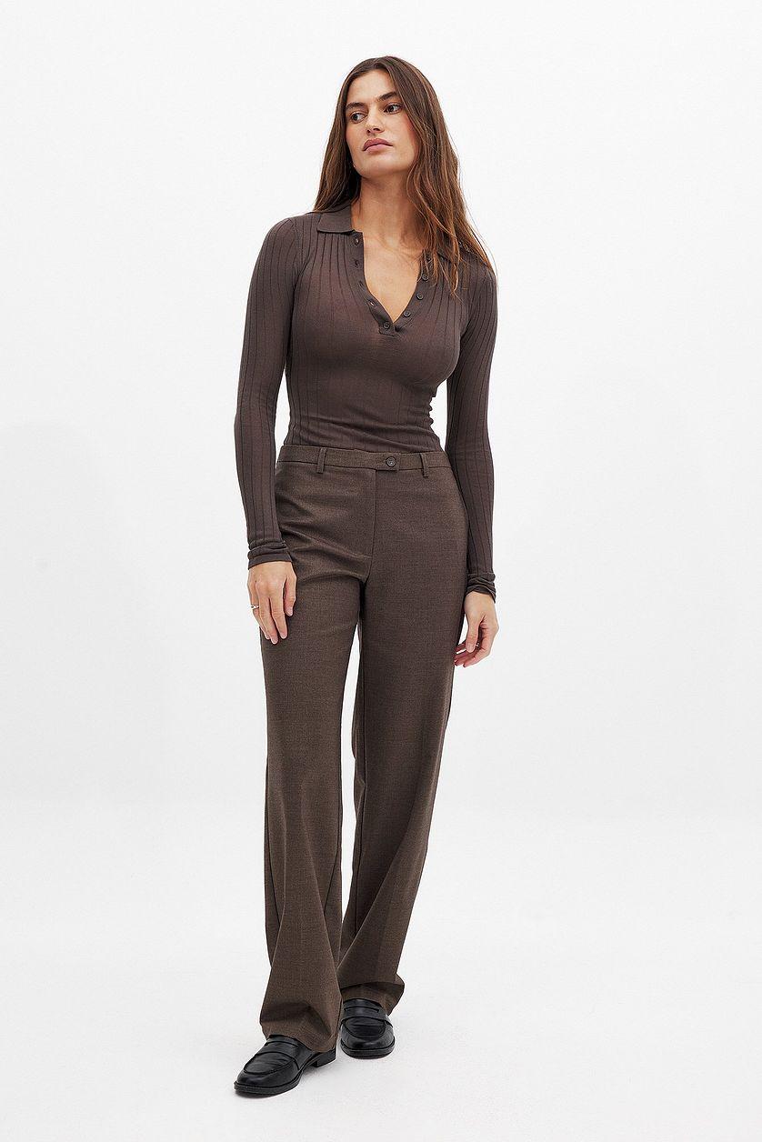 Tailored Mid Waist Trousers Grey Product Image