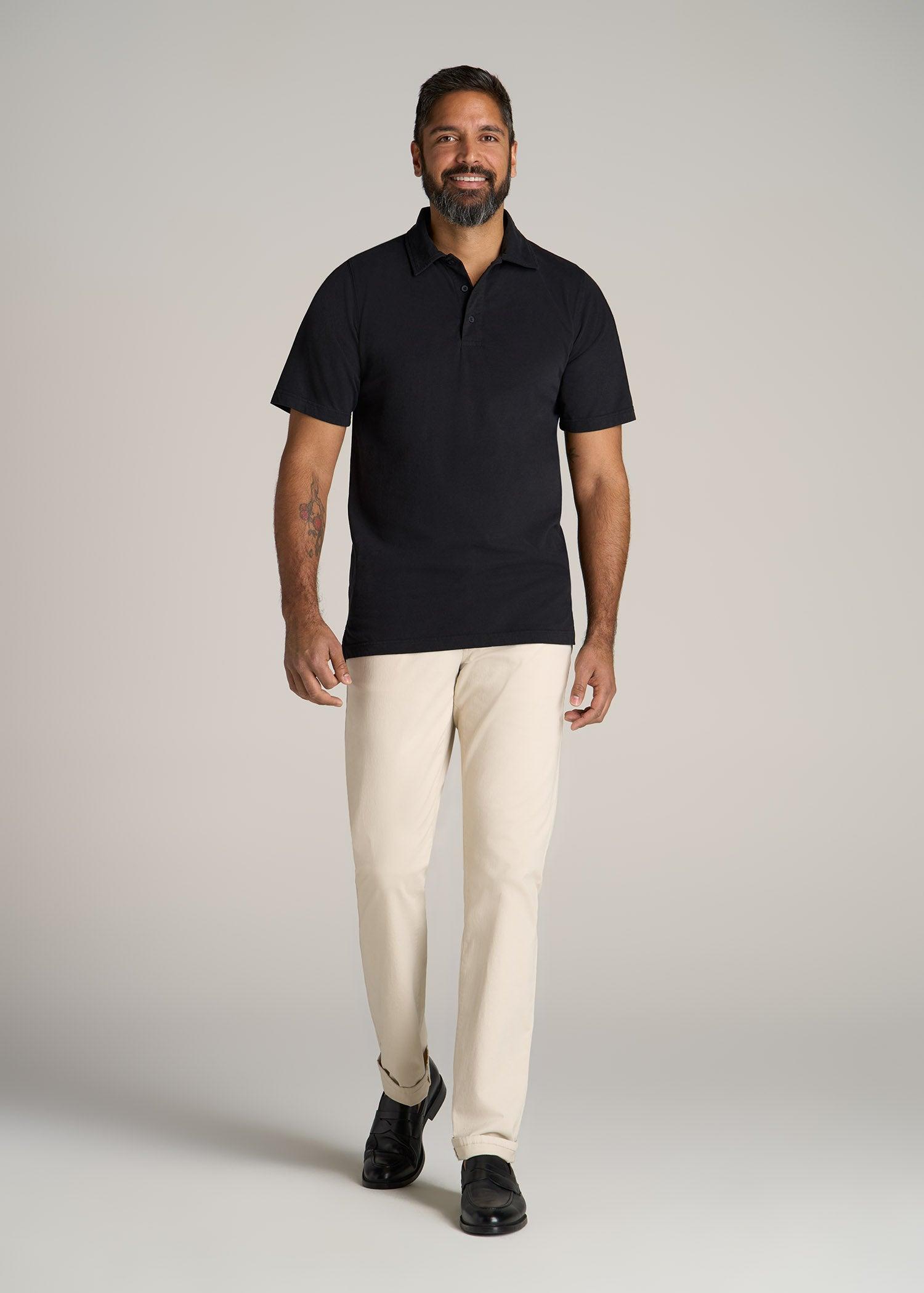 LJ&S Ultra Soft Short Sleeve Cotton Polo for Tall Men in Vintage Black Male Product Image