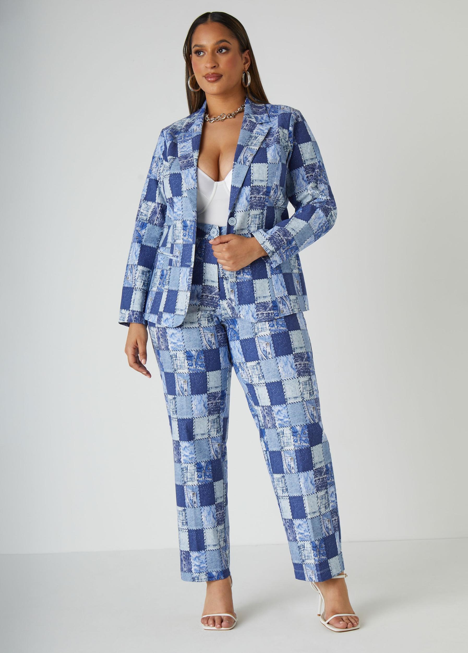 Denim Print Blazer Product Image