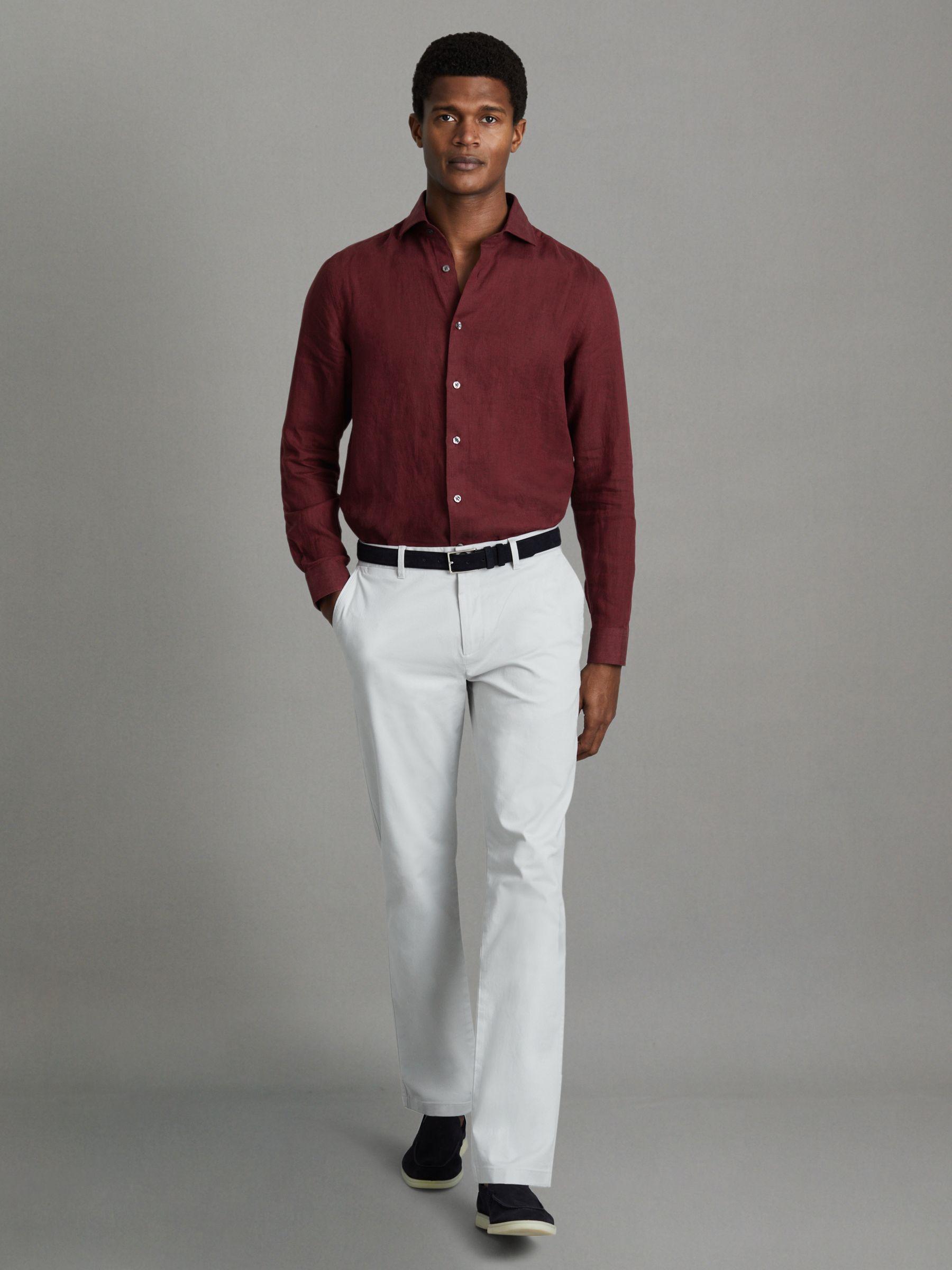 Linen Button-Through Shirt in Pecan Brown Product Image