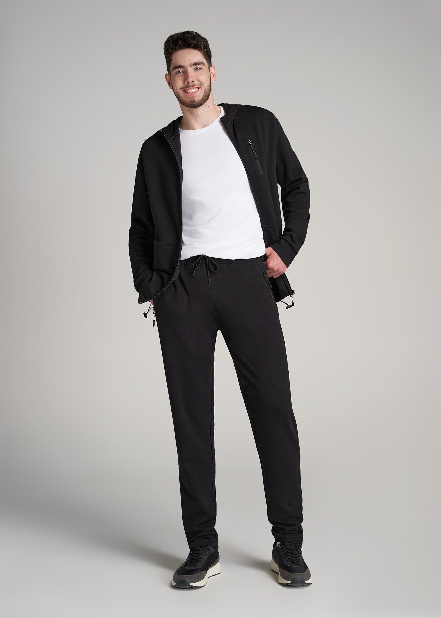 Tech-Knit Zip Joggers for Tall Men in Black Male Product Image