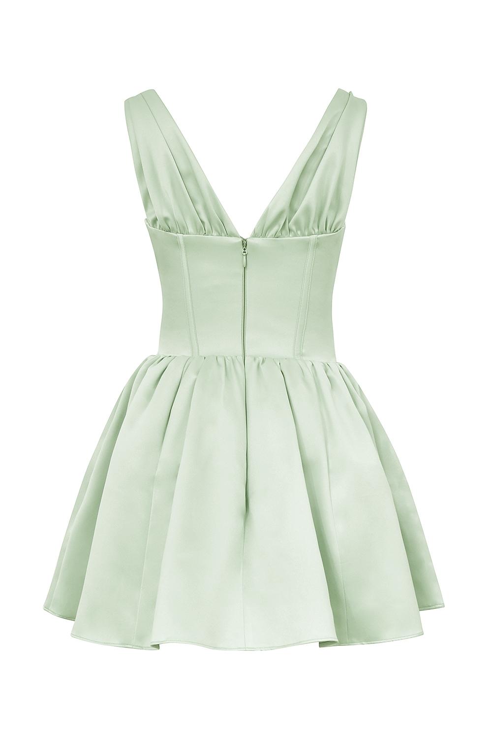 Emmeliette  pistachio satin mini dress - sale Product Image