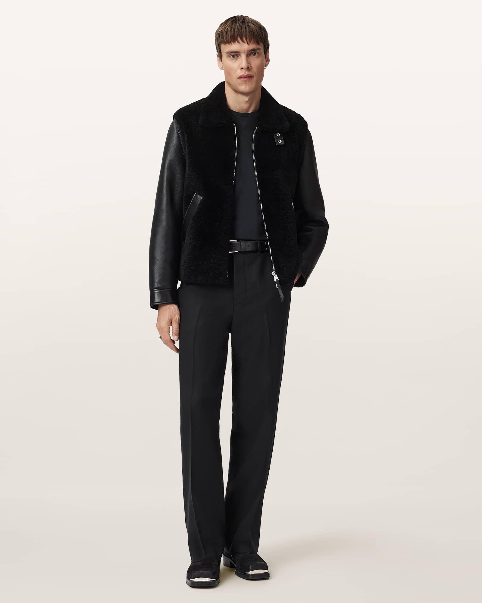 Conyer Shearling Pilot Jacket Black | ALLSAINTS US Product Image