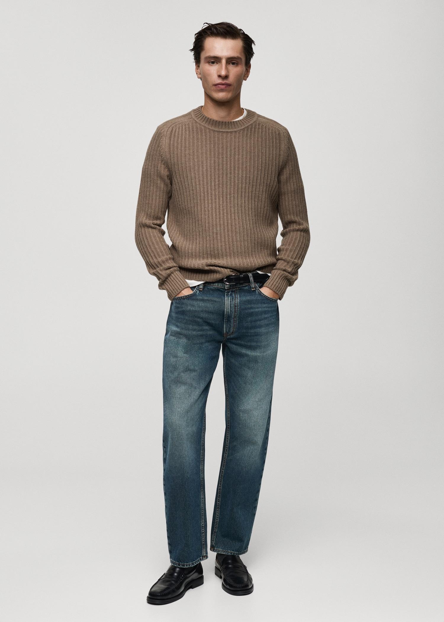 Wool-blend rib-knit sweater - Men | MANGO USA Product Image