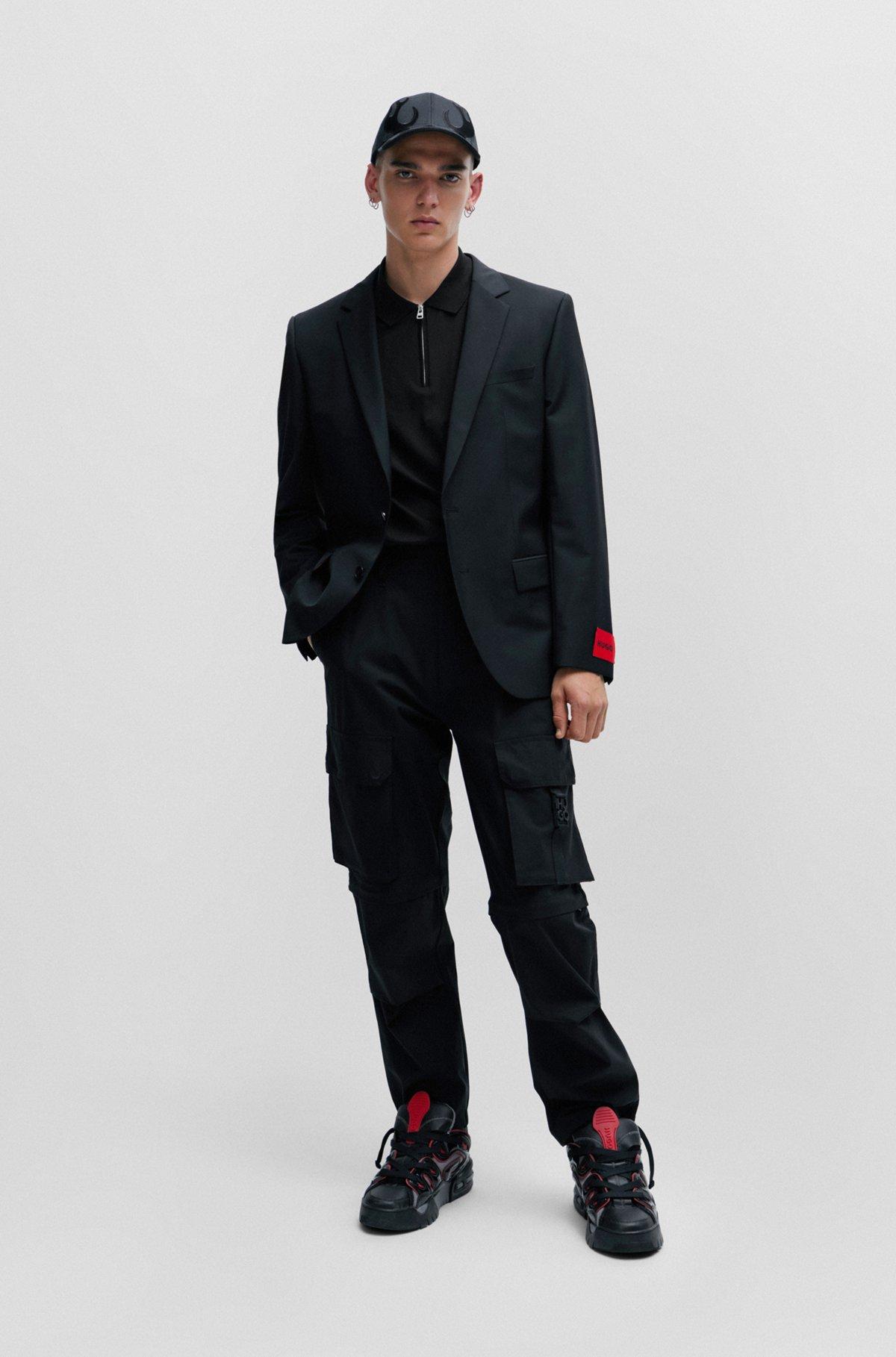 Cotton-blend polo shirt with zip placket Product Image