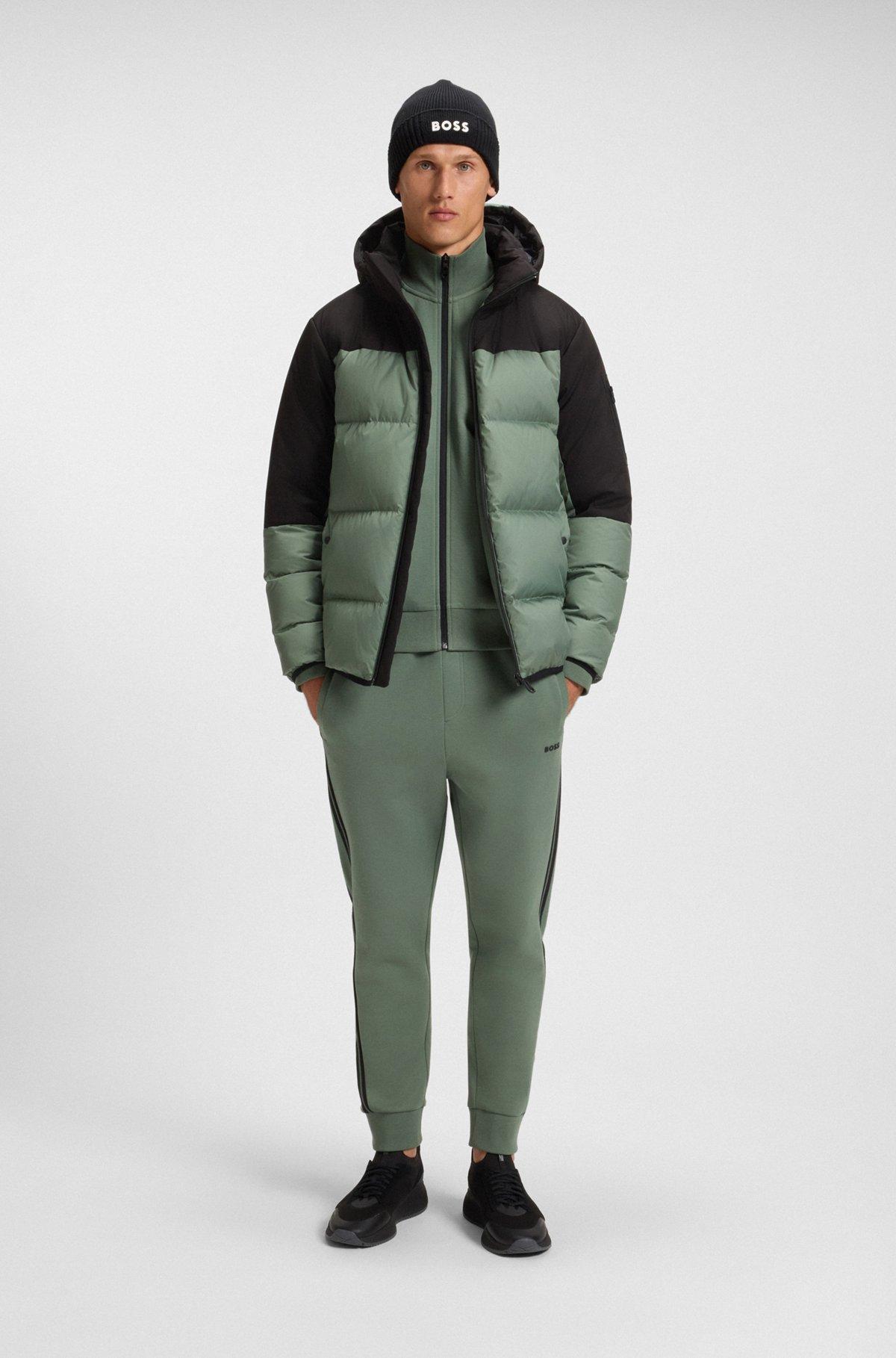 Water-repellent down jacket with detachable hood and sleeves Product Image