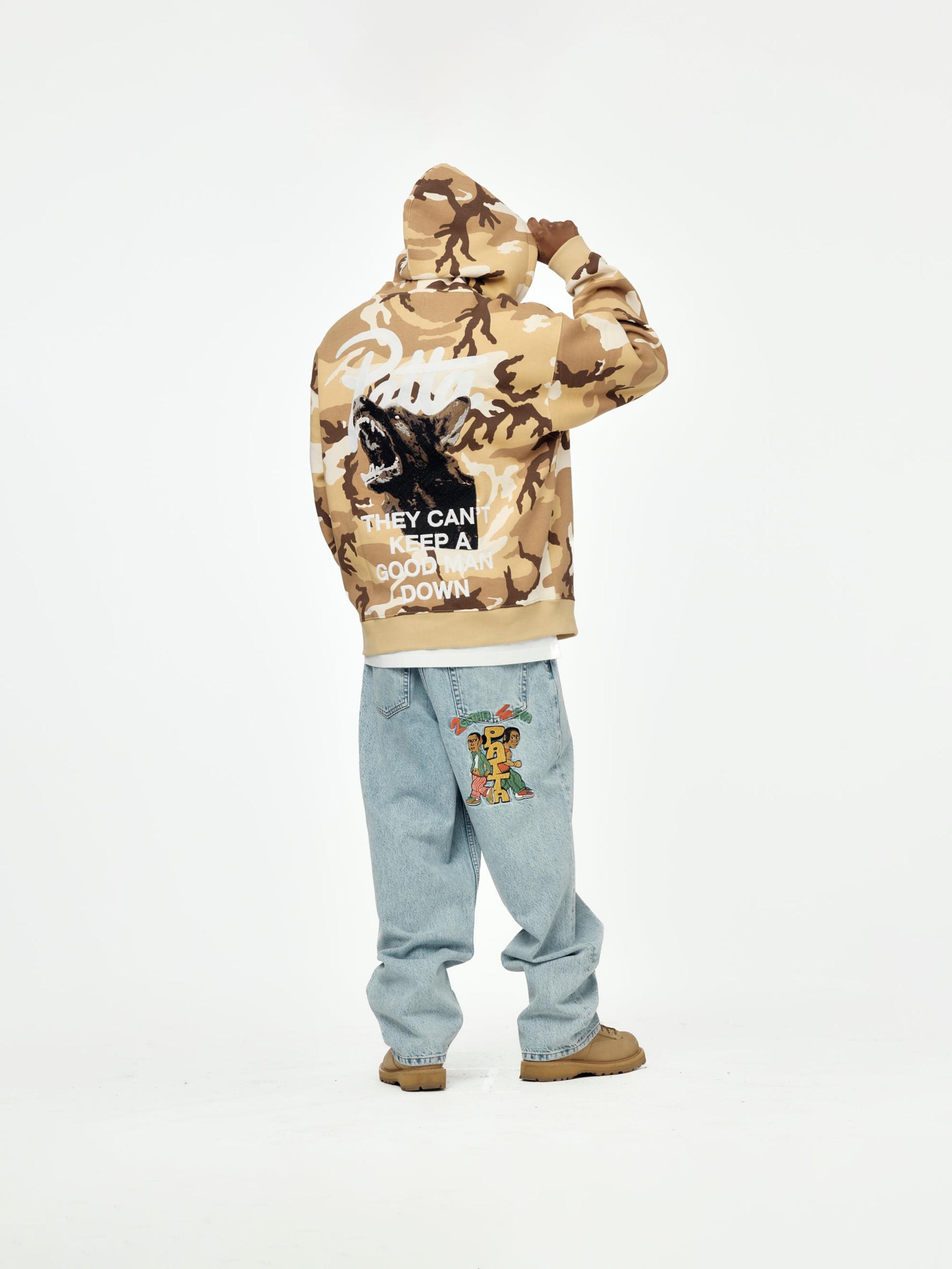 Bark Woodland Camo Boxy Hooded Sweater (Sand Dollar) Product Image