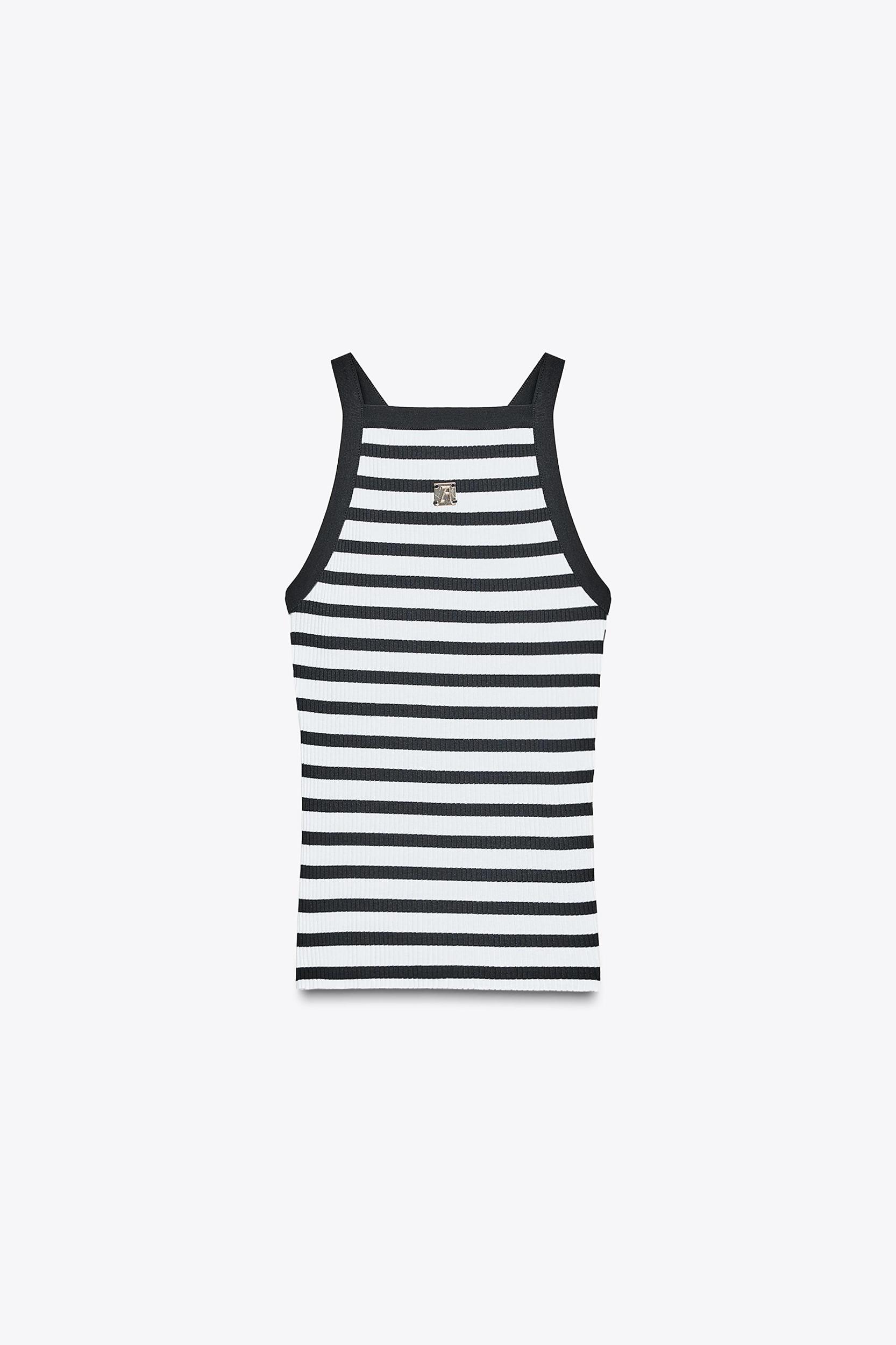 ZARA STRIPED BROOCH TOP Product Image