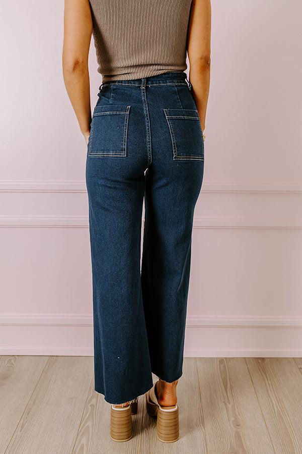 The Adriana High Waist Wide Leg Jean in Dark Wash Product Image