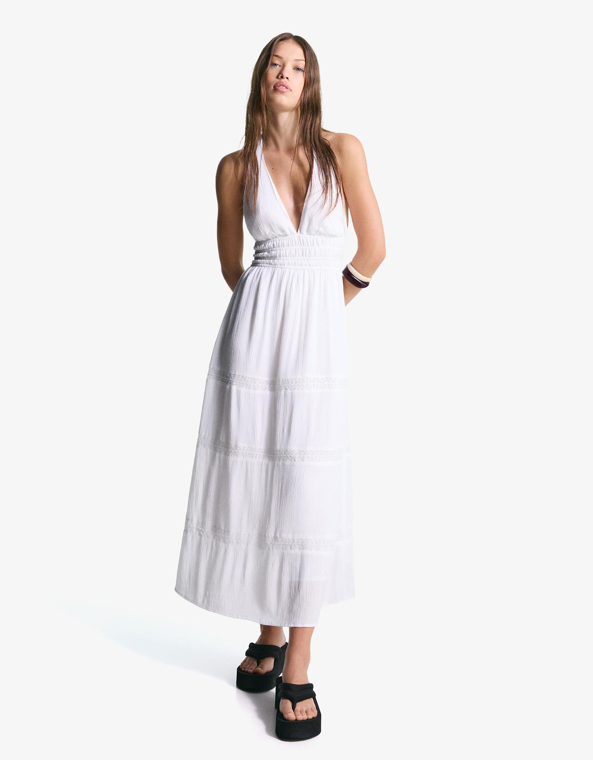 Halter dress with ruffles Product Image