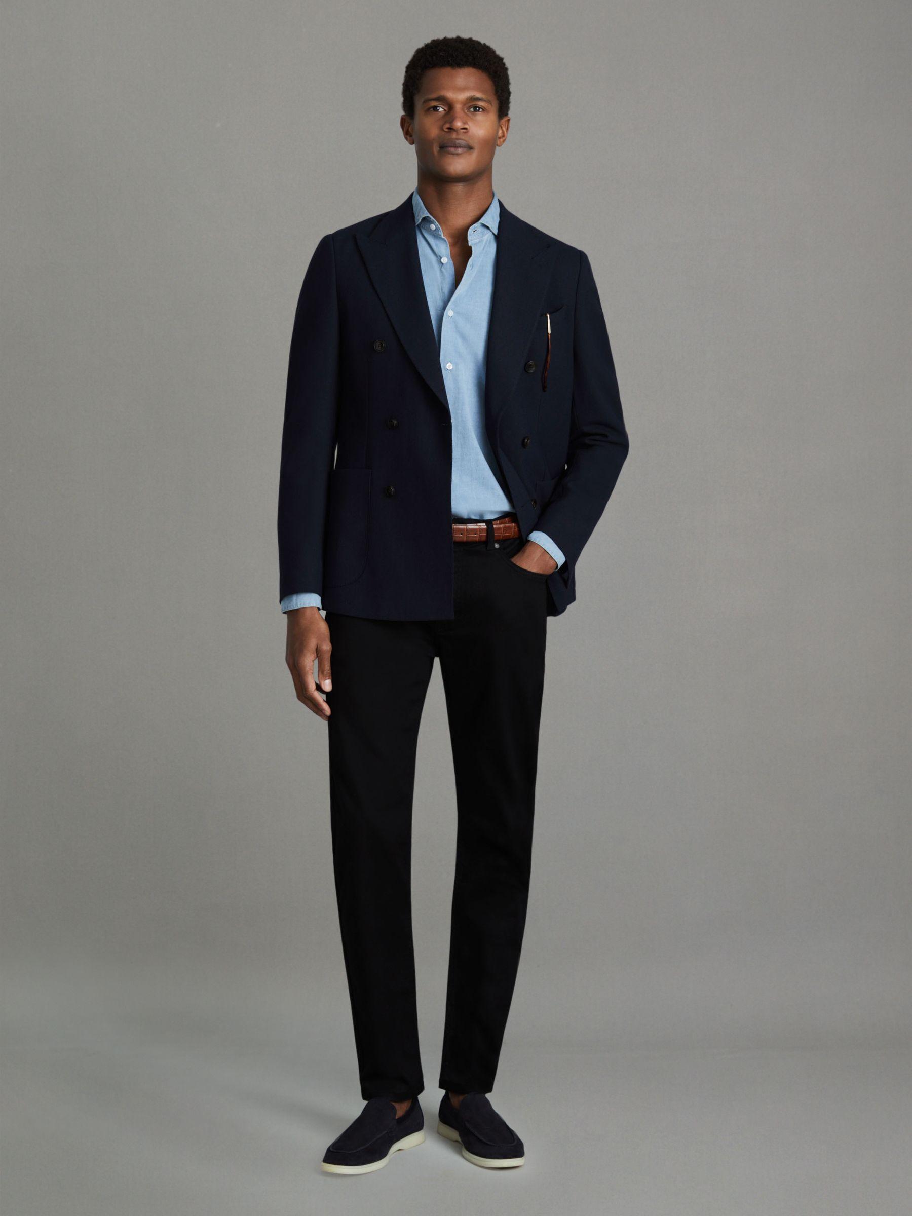 Tapered Slim Fit Jersey Jeans in Black Product Image