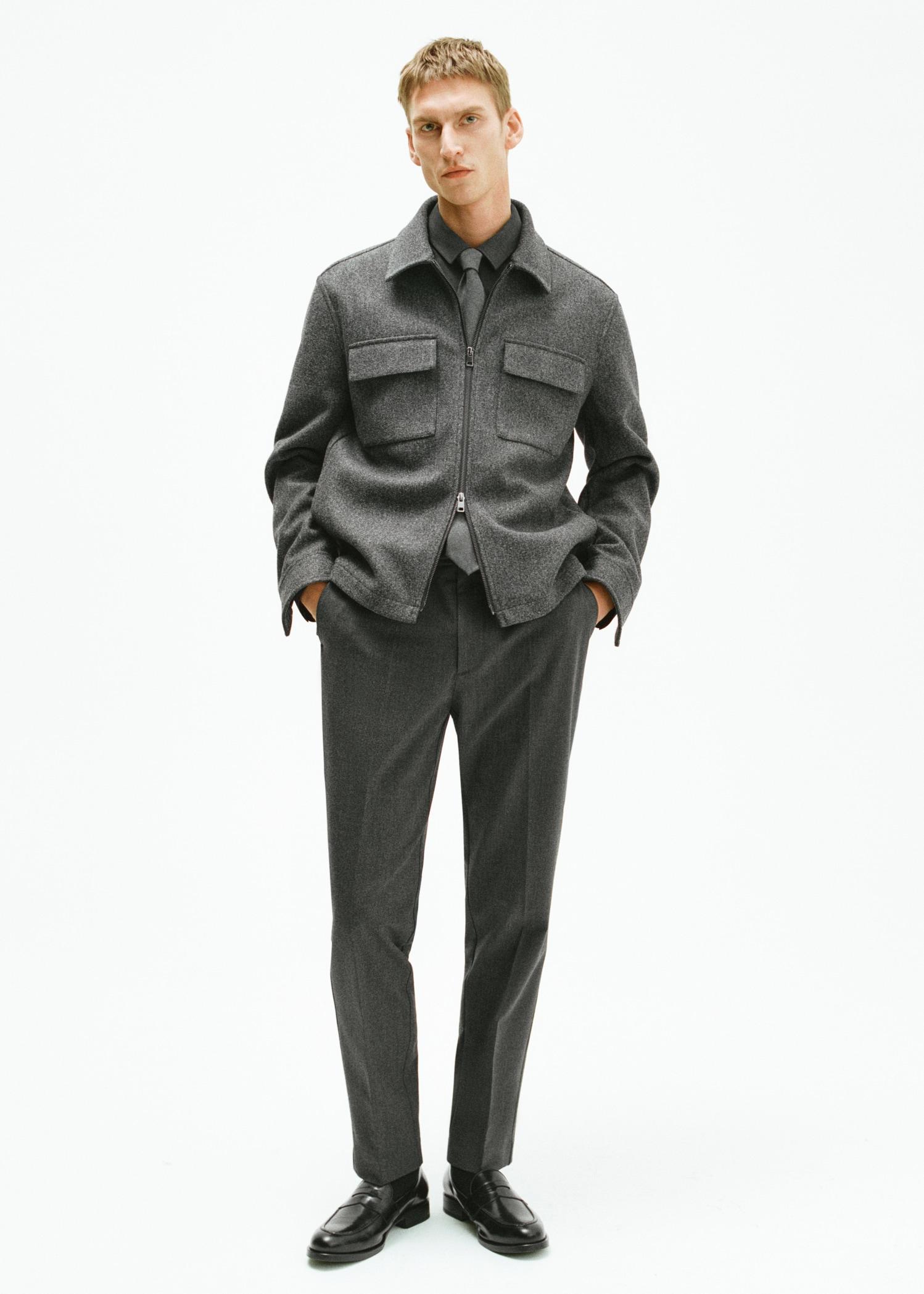 Slim-fit flannel pants - Men | MANGO USA Product Image