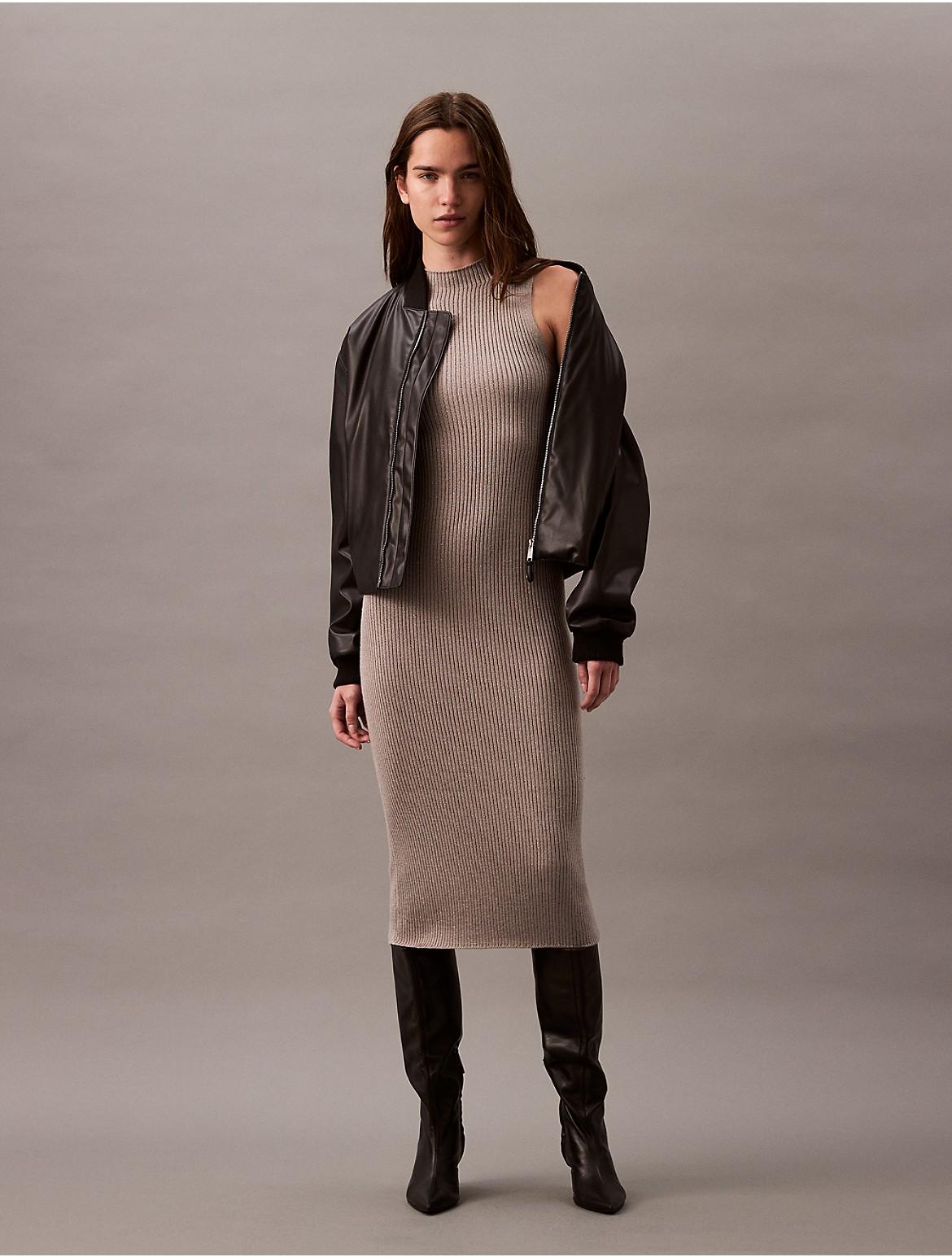 Calvin Klein Womens Lurex Midi Dress - Brown Product Image