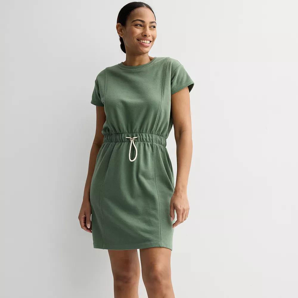Women's Sonoma Goods For Life® French Terry Cinched Waist Dress, Size: Large, Manolo Green Product Image