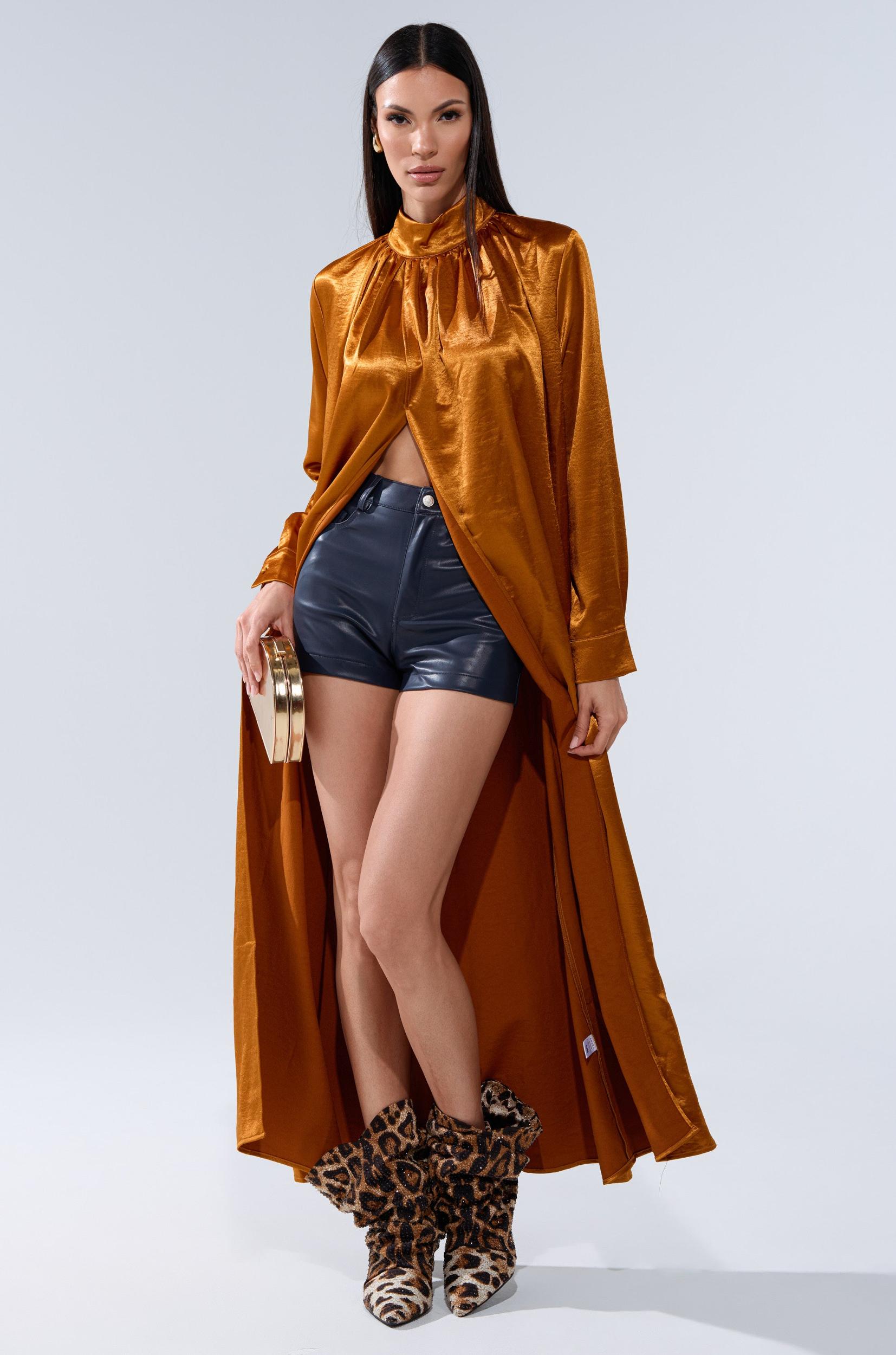 CALLIE FAUX LEATHER SHORT IN NAVY Product Image