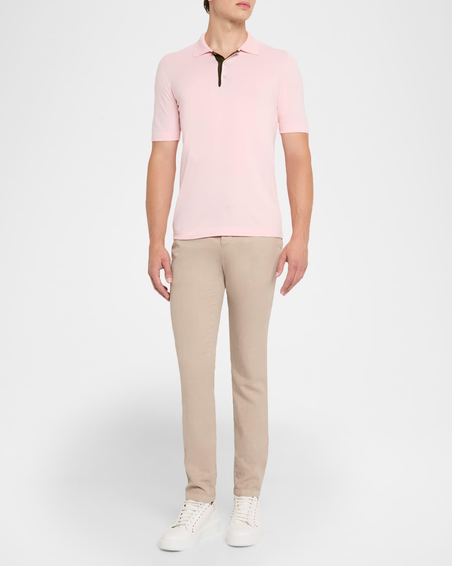 Men's Short-Sleeve Contrast-Placket Polo Shirt Product Image