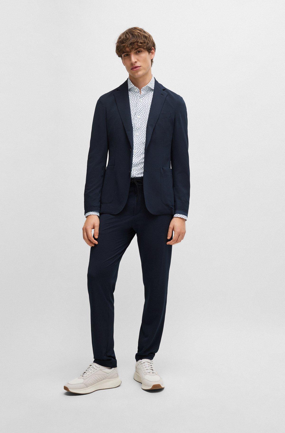 Slim-fit shirt in printed performance-stretch fabric Product Image