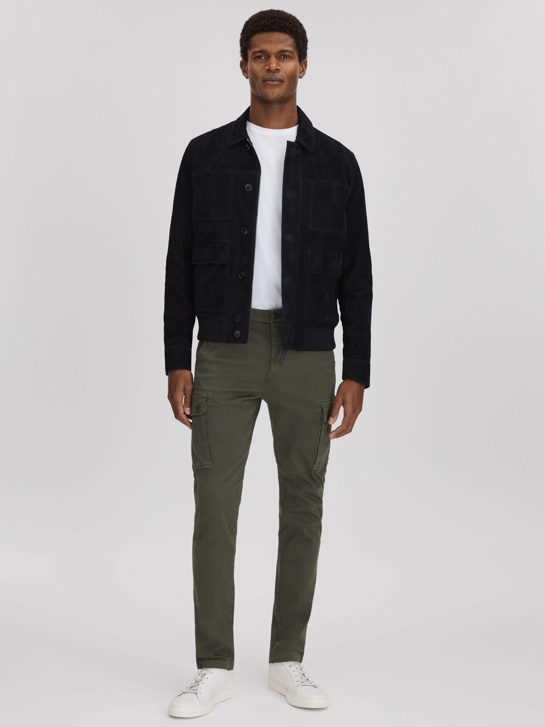 Slim Fit Cargo Trousers in Military Green Product Image