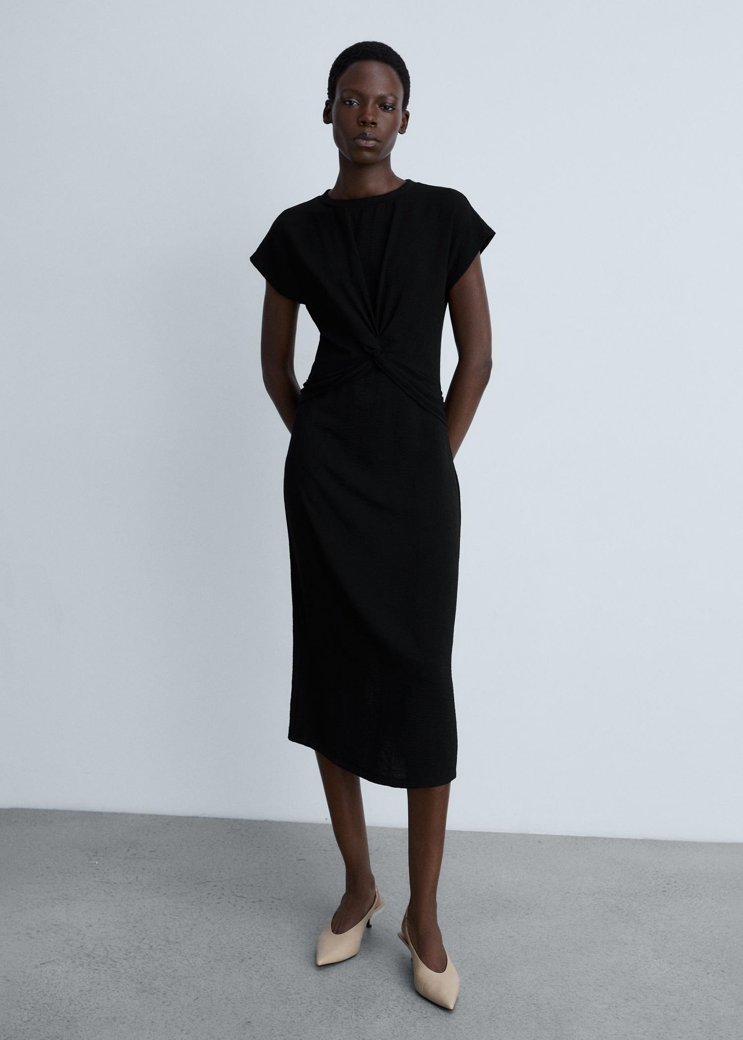 Midi-dress with knot detail - Women | MANGO USA Product Image