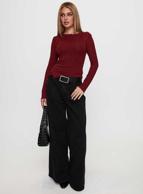 Lefort Long Sleeve Top Burgundy Product Image